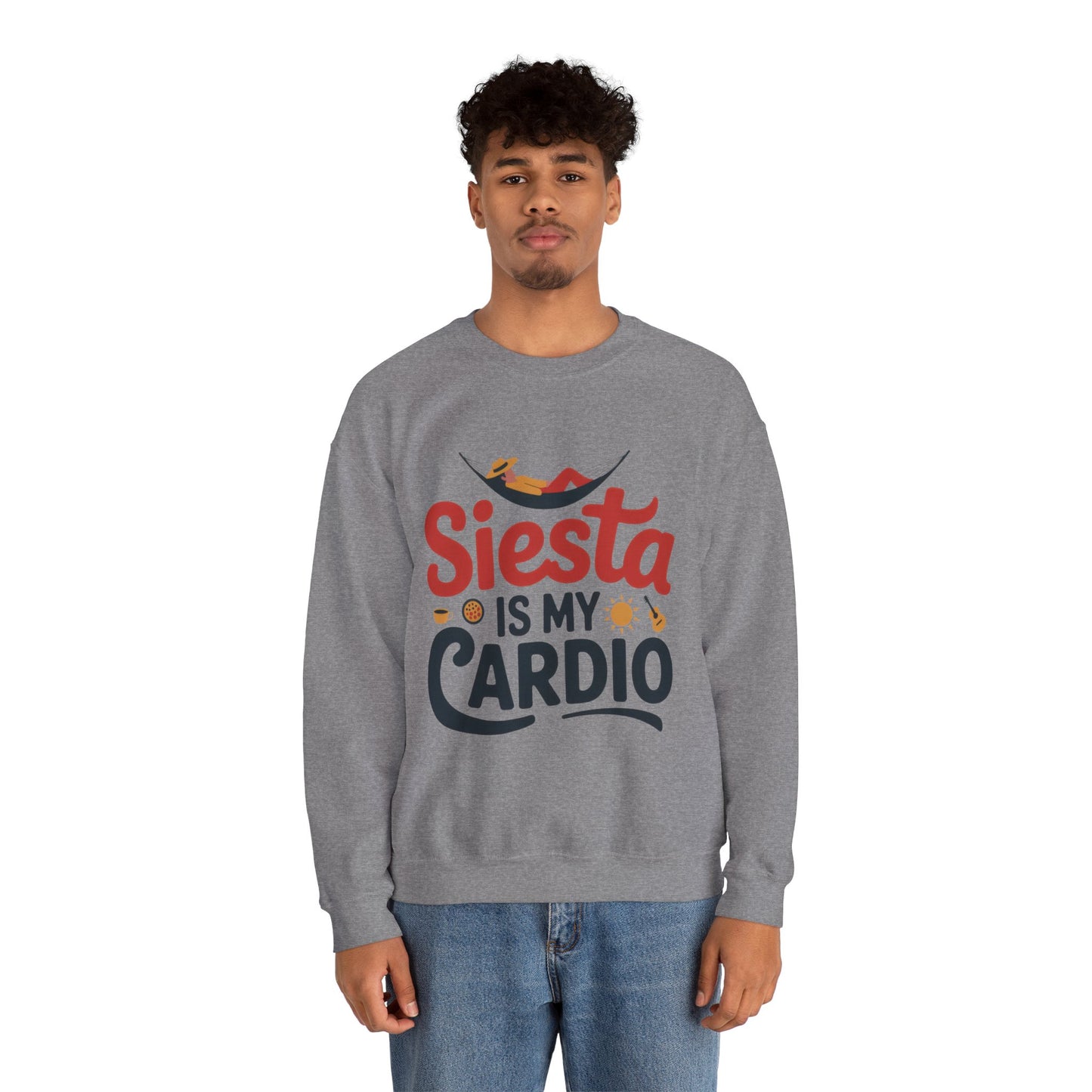 Men's Heavy Blend™ Crewneck Sweatshirt, Siesta Is My Cardio Funny Mens Sweatshirt Spain Gift