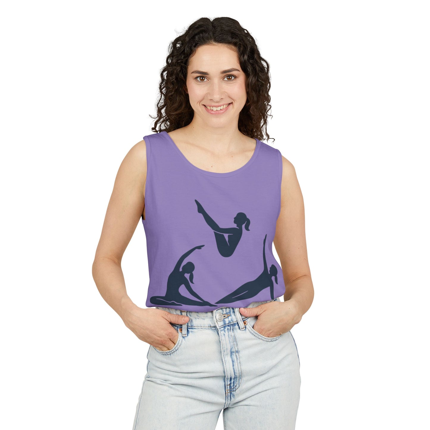 Womens Garment-Dyed Tank Top, Womens Pilates Tank Top, Yoga Fitness Graphic Top, Cute Workout Gym Shirt