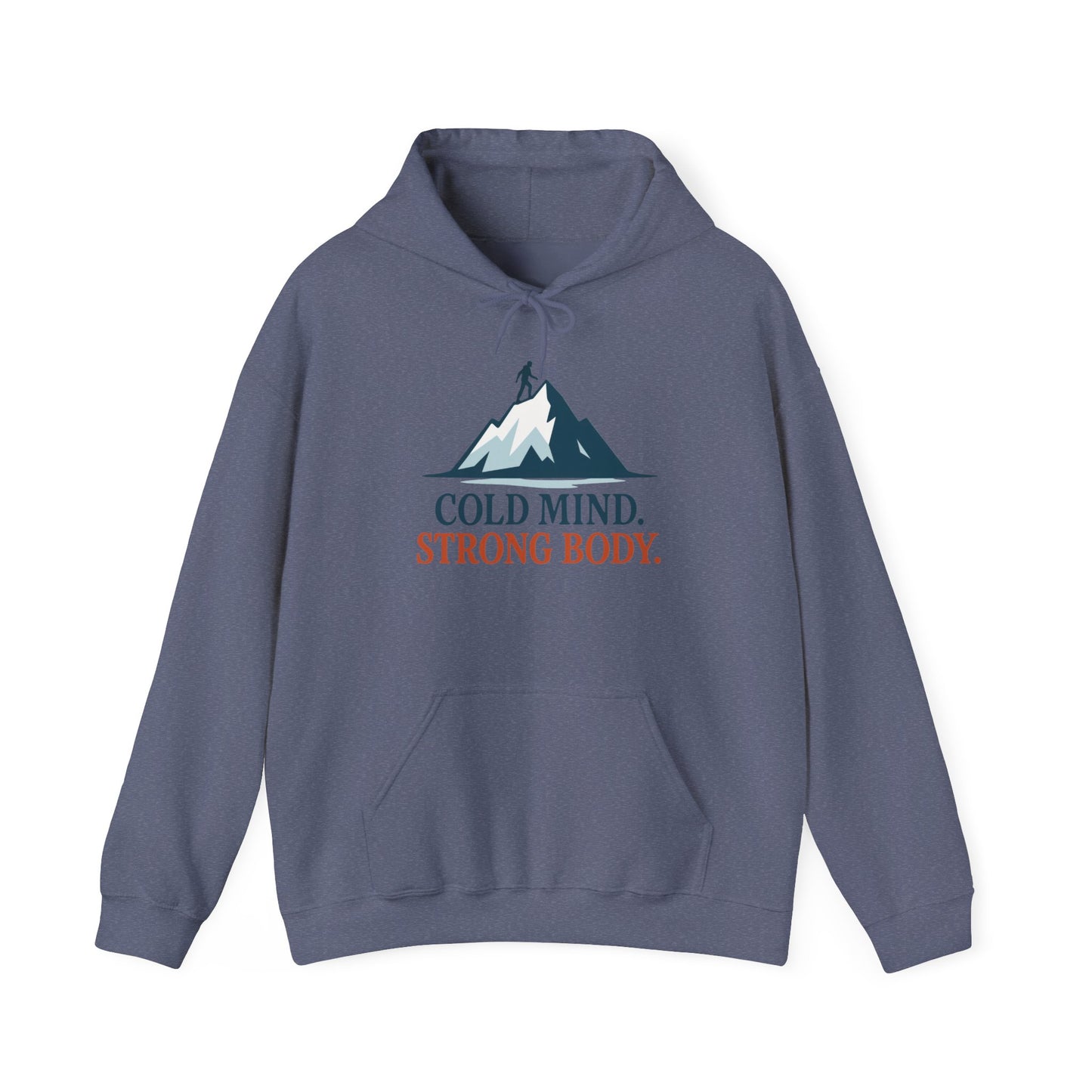 Men's Heavy Blend™ Hooded Sweatshirt, Cold Mind Strong Body Sweatshirt, Nordic Mountain Minimalist Pullover
