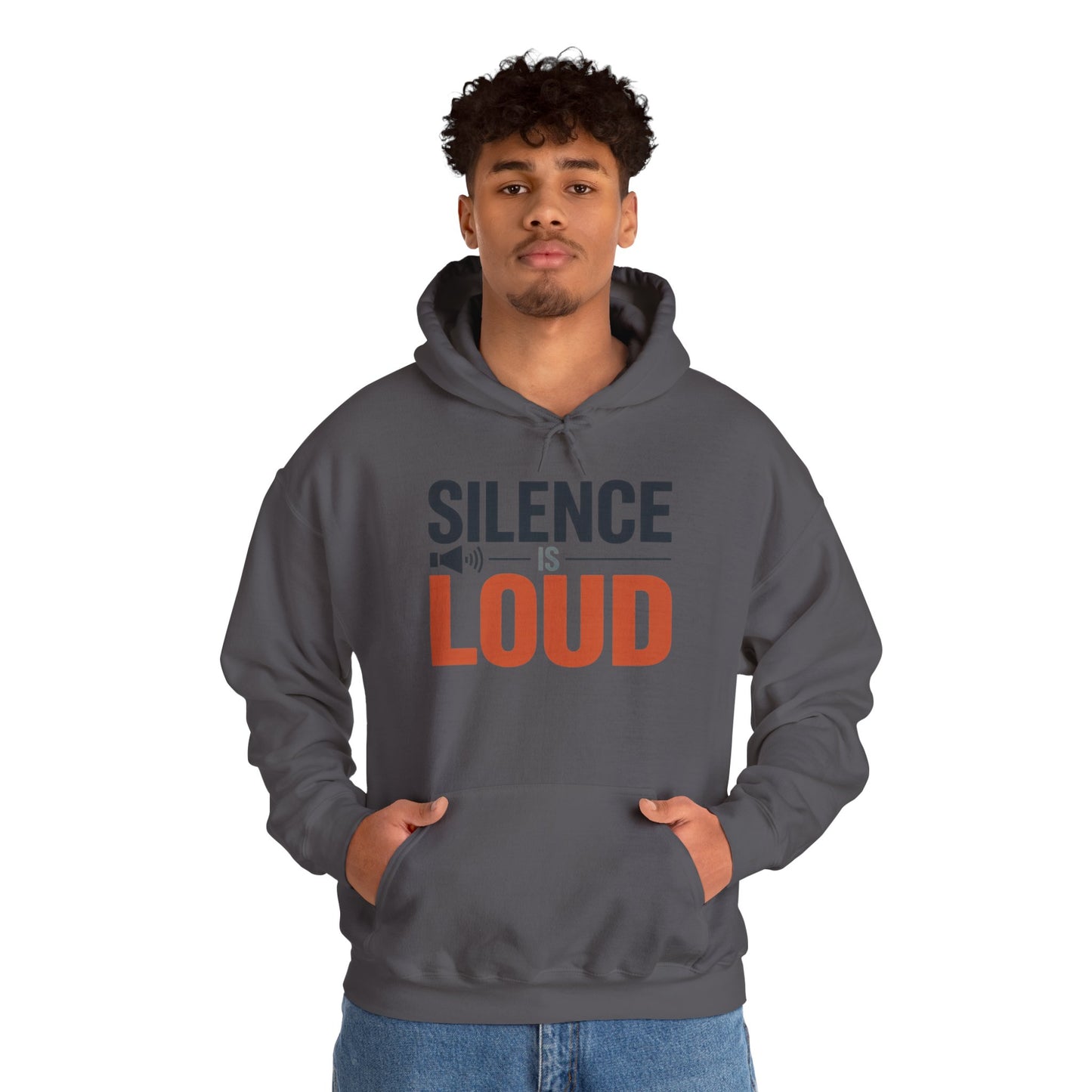 Mens Heavy Blend™ Hooded Sweatshirt, Silence Is Loud Graphic Motivational Mens Hoodie