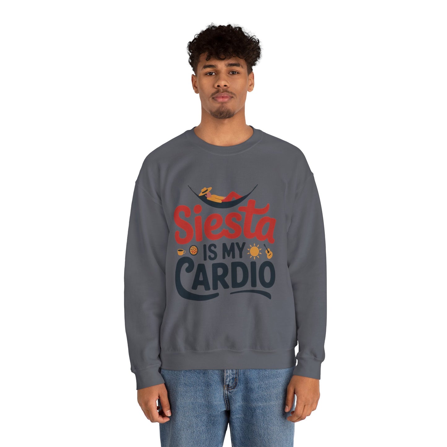 Men's Heavy Blend™ Crewneck Sweatshirt, Siesta Is My Cardio Funny Mens Sweatshirt Spain Gift
