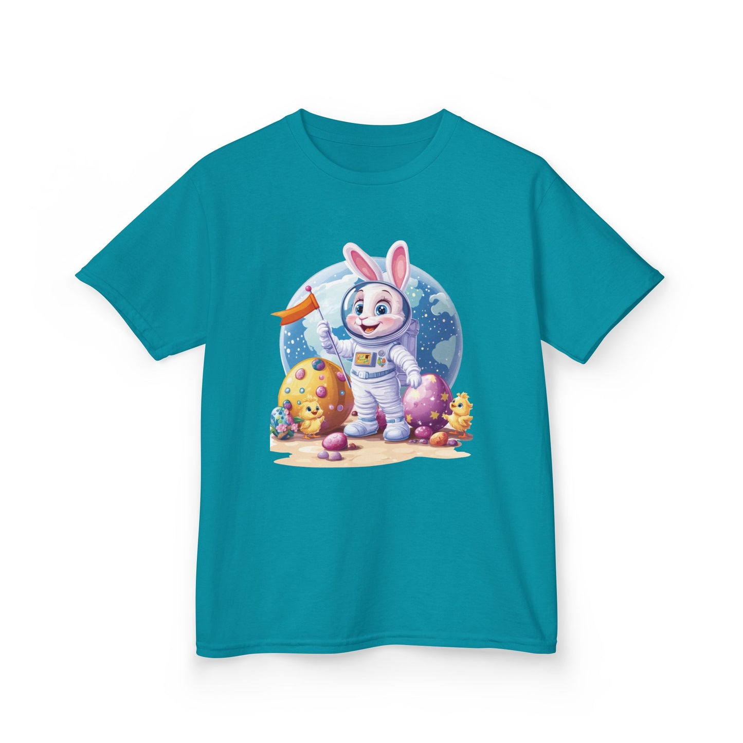 Kids Easter Astronaut Bunny T-Shirt, Space Bunny with Eggs, Galaxy Adventure Tee, Cute Bunny Gift for Boys and Girls