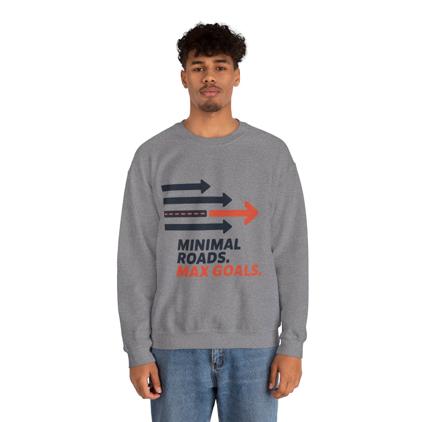 Mens Heavy Blend™ Crewneck Sweatshirt, Minimal Roads Max Goals Motivational Mens Sweatshirt