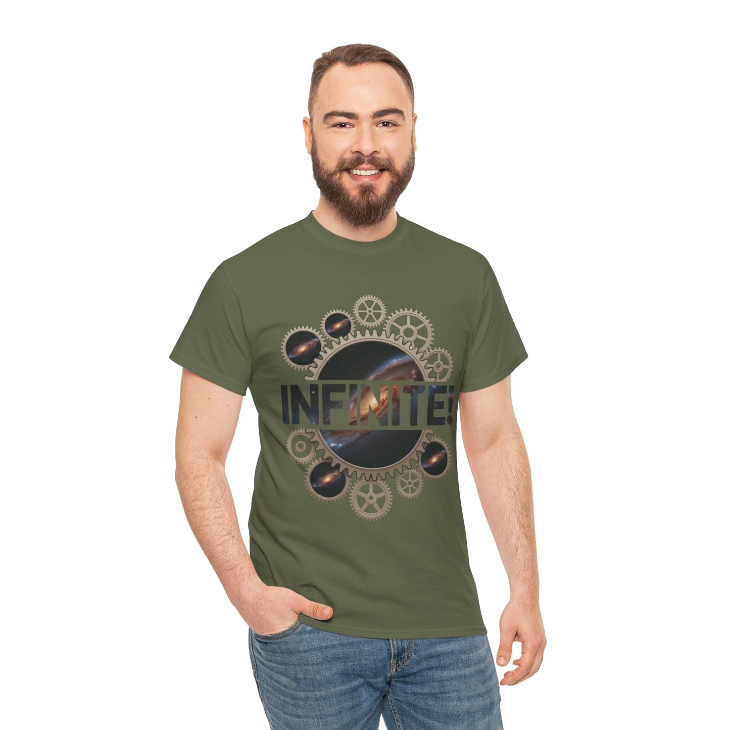 Steampunk Space Gears T-Shirt, Unisex Infinite Universe Graphic Tee, Cosmic Mechanical Design Tee for Sci-Fi & Engineering Lovers