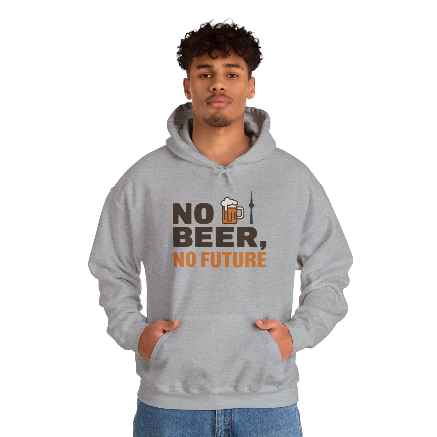 Mens Heavy Blend™ Hooded Sweatshirt, No Beer No Future Funny Beer Hoodie for Men