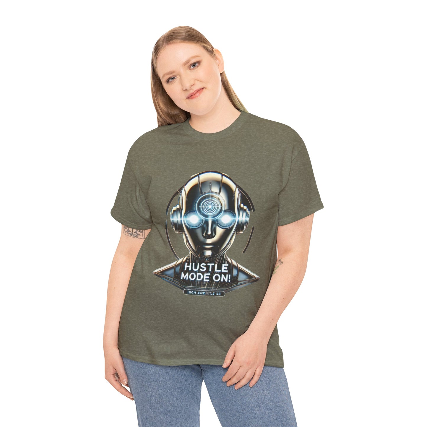 Hustle Mode On Robot T-Shirt, Cyborg Hustle Unisex Tee, Graphic T-Shirt for Gamers & Tech Lovers, Graduations, Motivational Wear