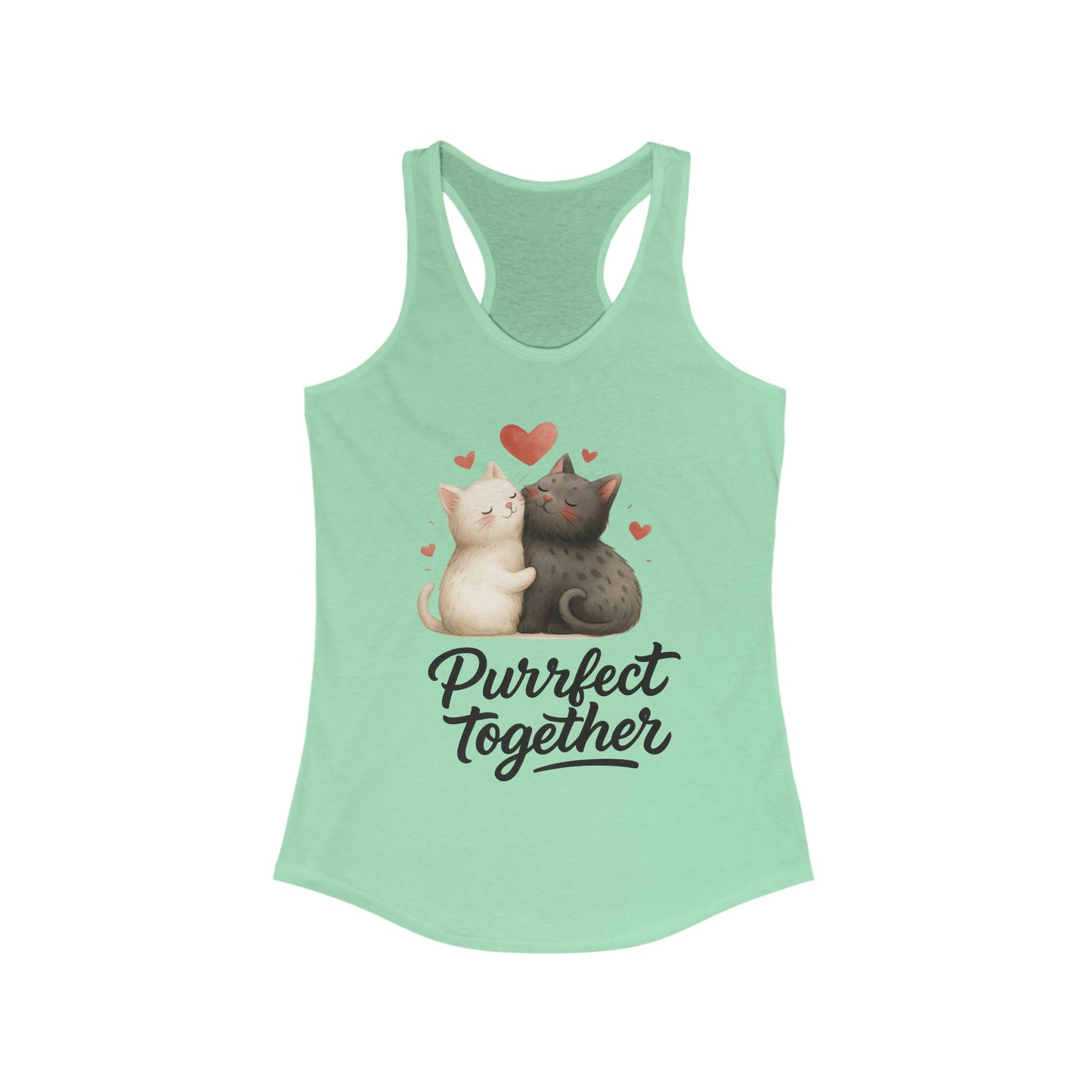 Purrfect Together Cat Lovers Tank, Women's Racerback, Cute Pet Shirt, Gift for Cat Owners, Birthday, Adoption Day, Valentine's Day