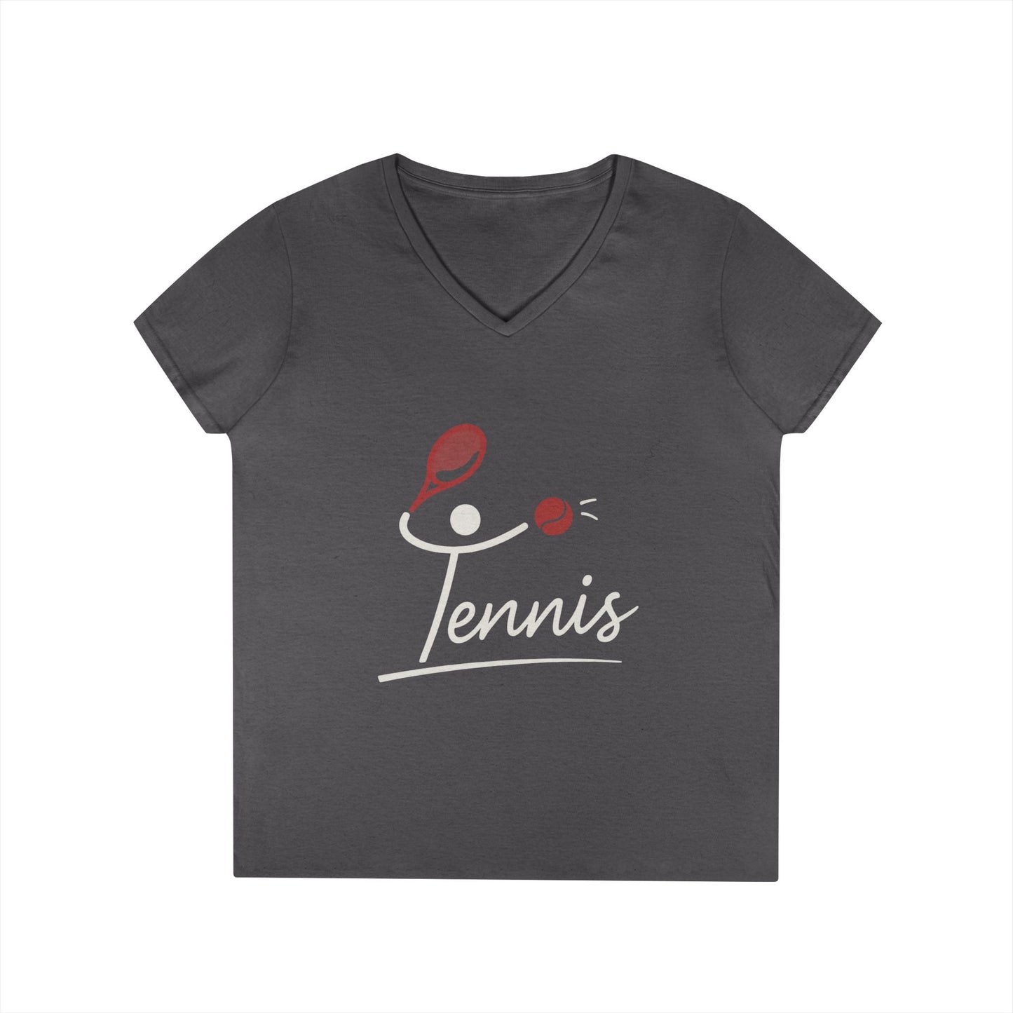 Ladies' V-Neck T-Shirt, Womens Tennis Graphic T-Shirt, Cute Sports Tee, Funny Workout Gym Top for Women