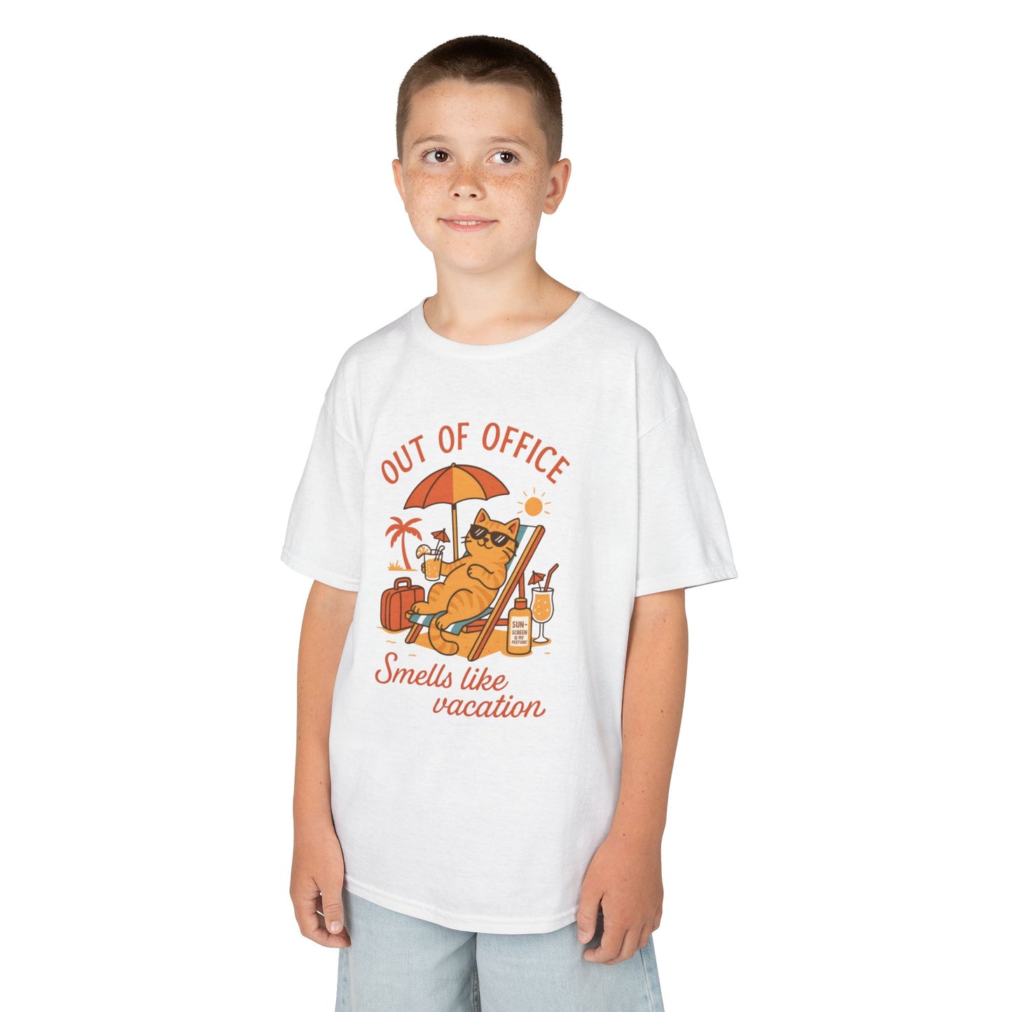 Funny Cat Vacation T-Shirt for Kids, Out of Office Beach Shirt, Summer Holiday Tee, Summer Fun, Beachwear, Travel Tee, Gift for Kids