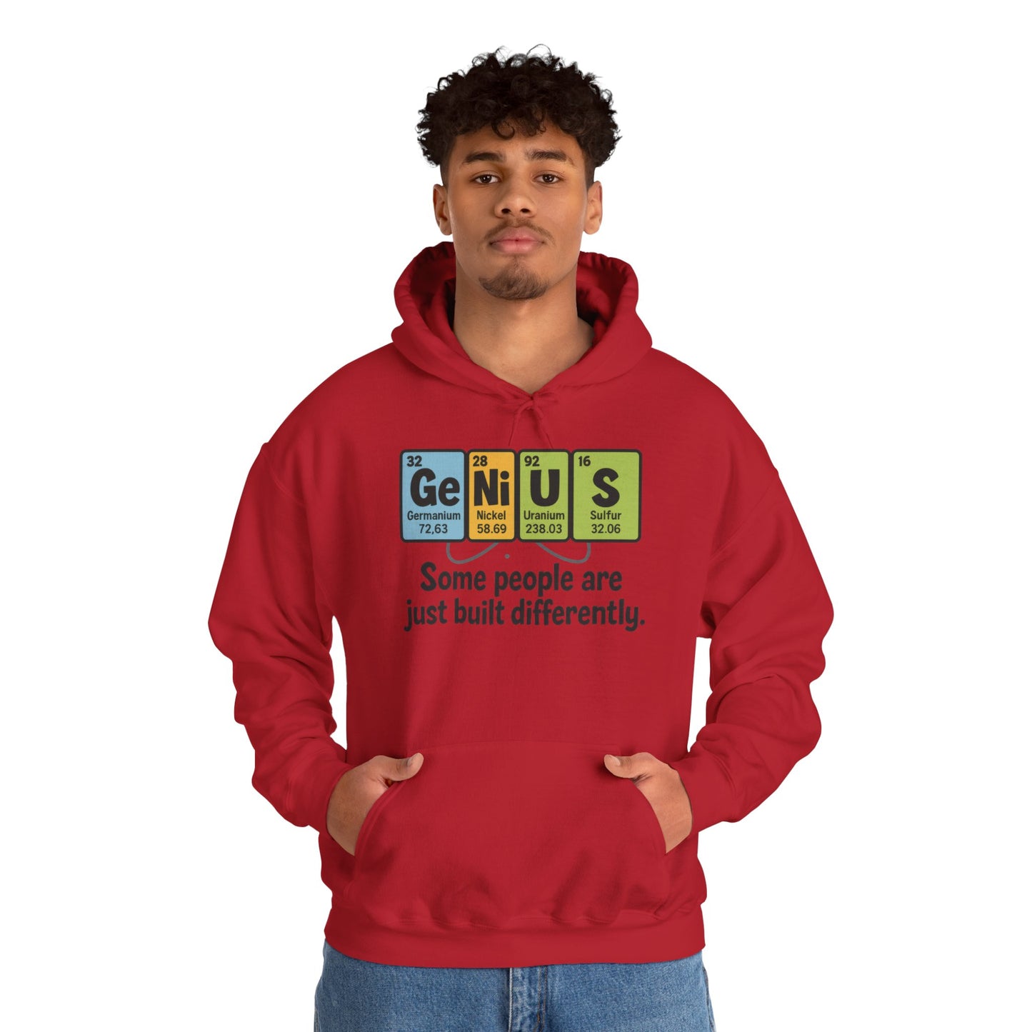 Funny Mens Genius Hoodie, Periodic Table Nerd Sweatshirt, Smart Science Pullover Gift for Him, Science Lover Apparel, Funny Hoodie