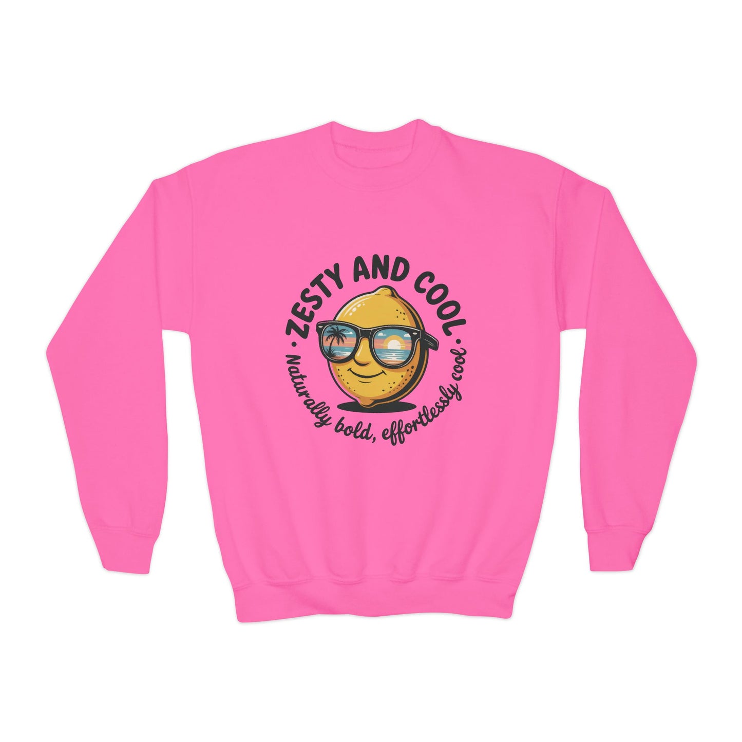 Zesty and Cool Youth Crewneck Sweatshirt, Casual Kidswear, Trendy Youth Fashion, Gift for Birthdays, Fun Daily Wear, Summer Vibes
