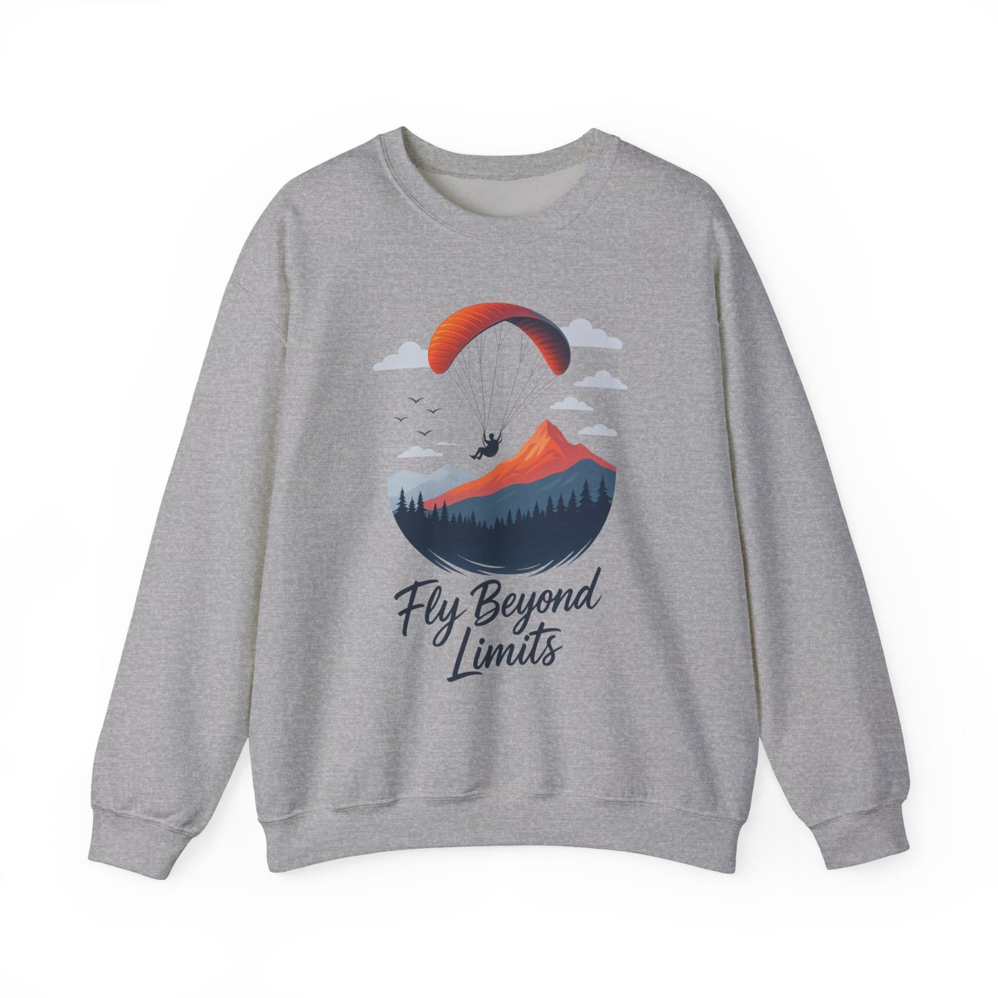 Adventure Inspiration Crewneck Sweatshirt - Fly Beyond Limits, Cozy Outdoor Outfit, Gift for Adventurers, Travel, Motivation Apparel