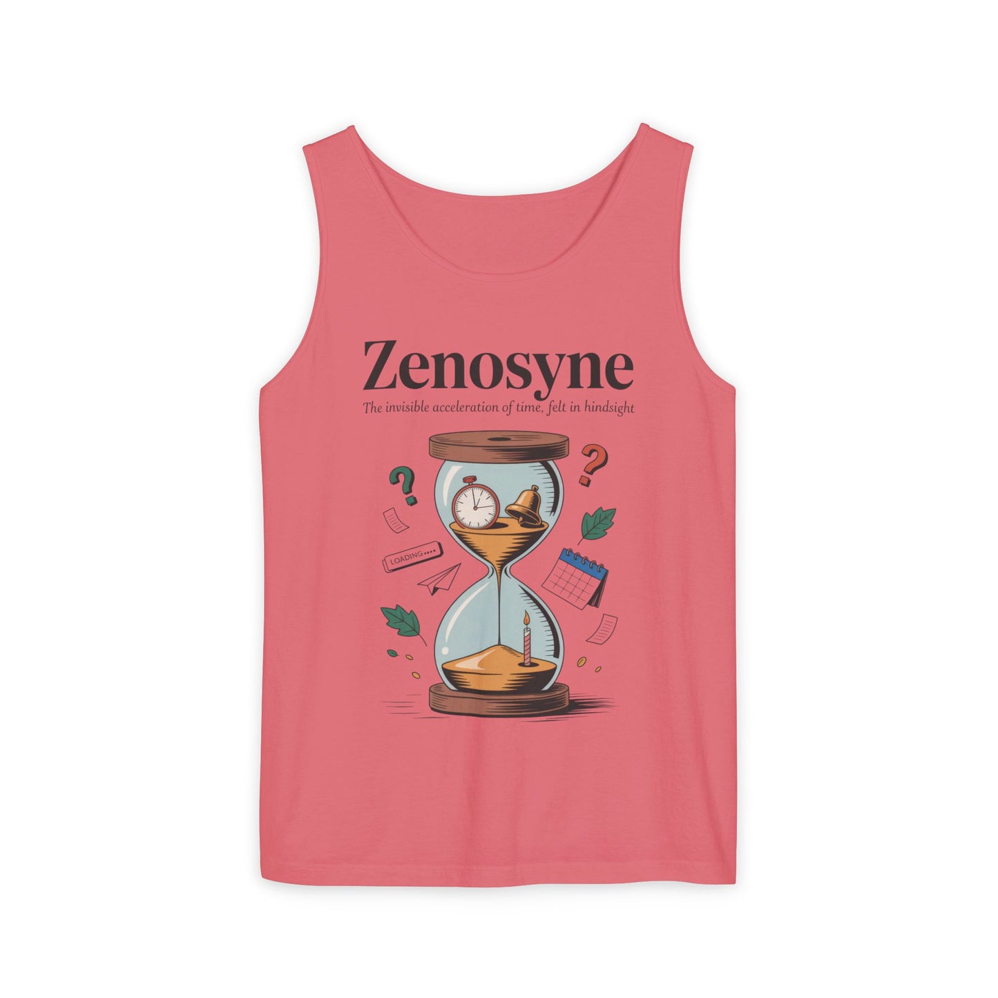 Zenosyne Tank Top, Unisex Garment-Dyed Tee, Time Awareness Gift, Casual Summer Wear, Philosophy Shirt, Unique Everyday Apparel