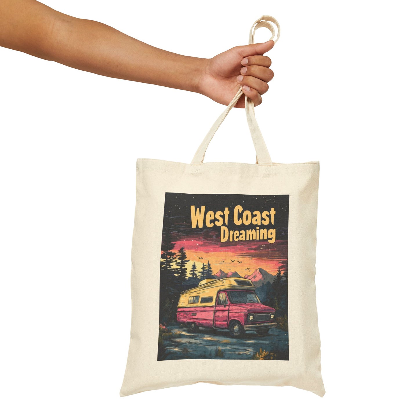 West Coast Dreaming Tote Bag, Eco-Friendly Cotton Bag, Beach Bag, Travel Tote, Gift for Adventure Lovers