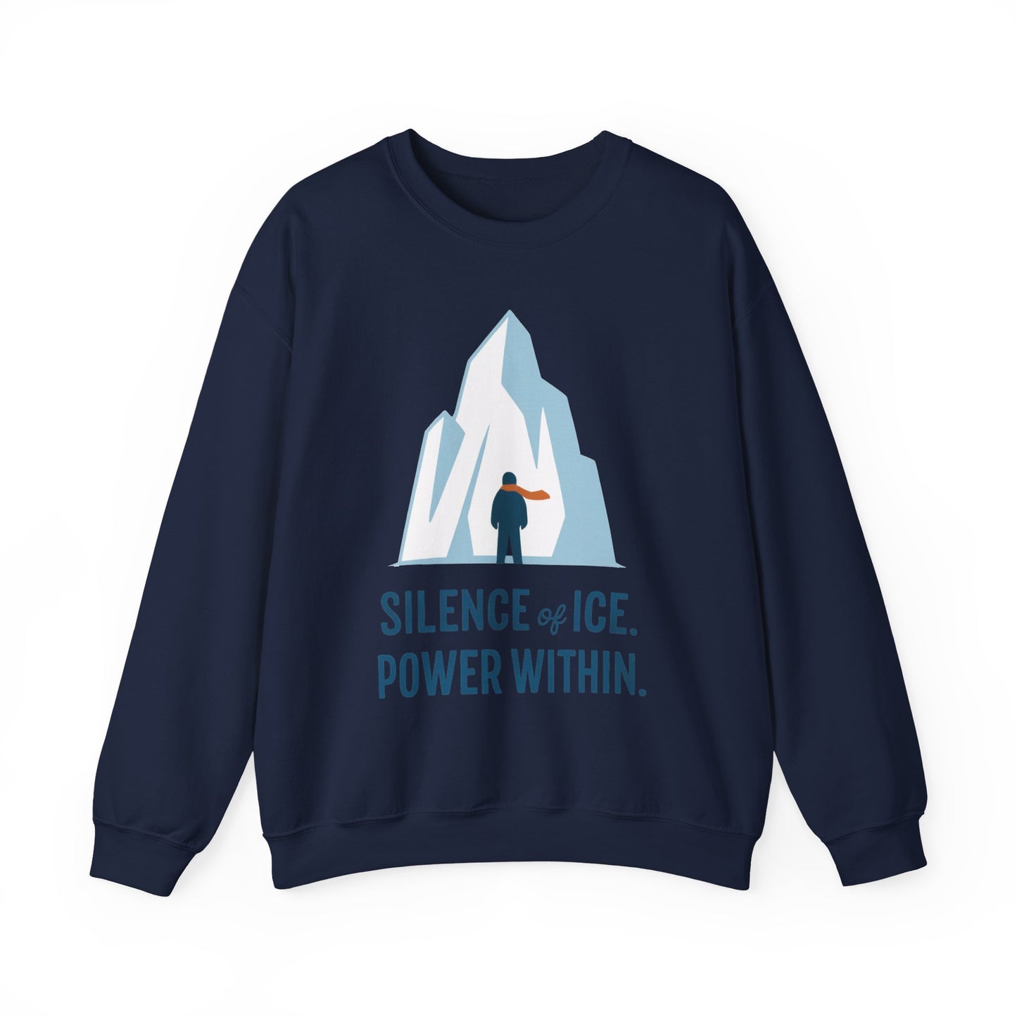 Men's Heavy Blend™ Crewneck Sweatshirt, Silence of Ice Power Within Sweatshirt, Nordic Iceberg Minimalist Pullover