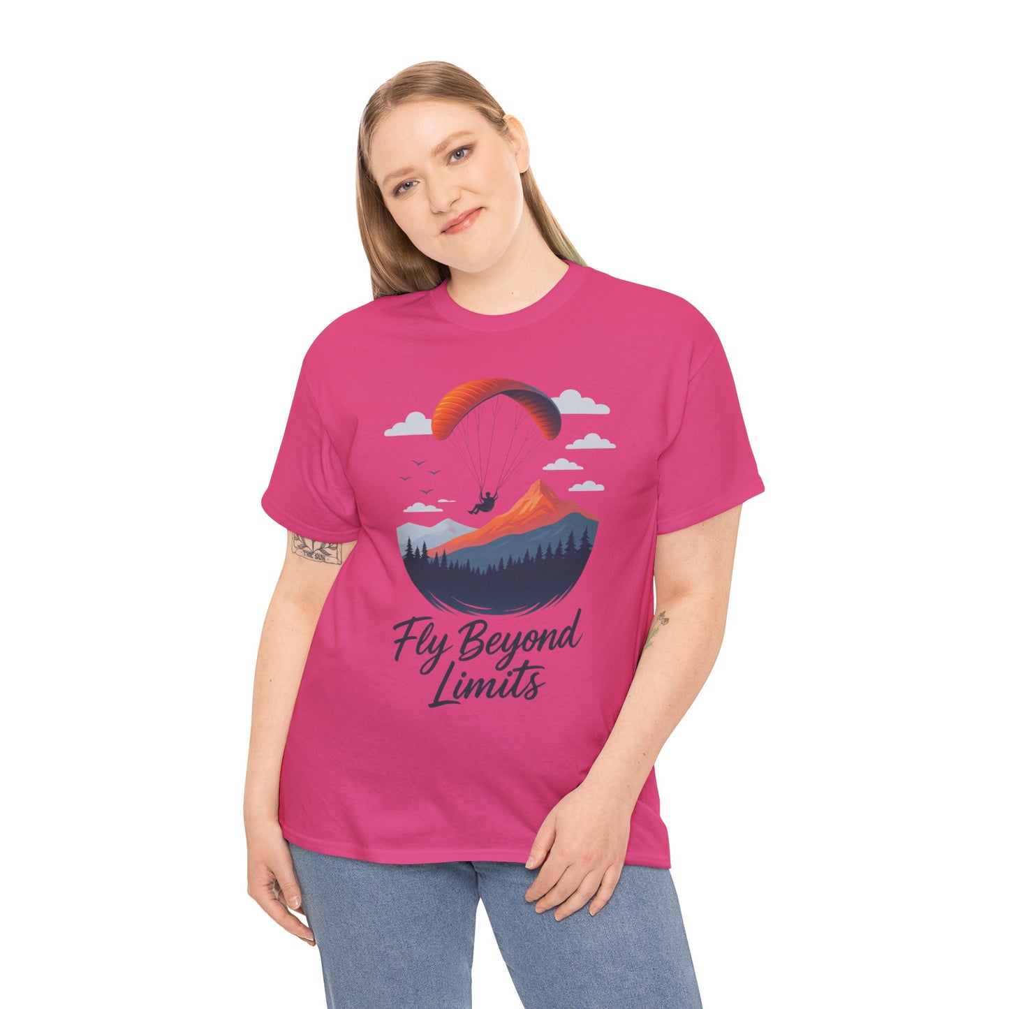 Paragliding Adventure T-Shirt, Mountain Landscape Tee, Nature Travel Lover Shirt, Outdoor Hiking Gift, Unisex Heavy Cotton Tee
