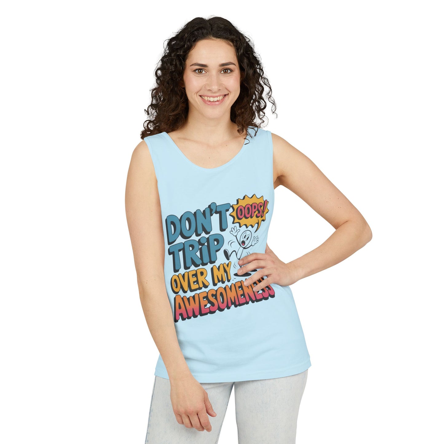 Funny Graphic Tank Top, Don't Trip Over My Awesomeness Tank, Womens Cotton Tank for Casual Wear, Gift for Friends, Birthday Gift, Humor Tee