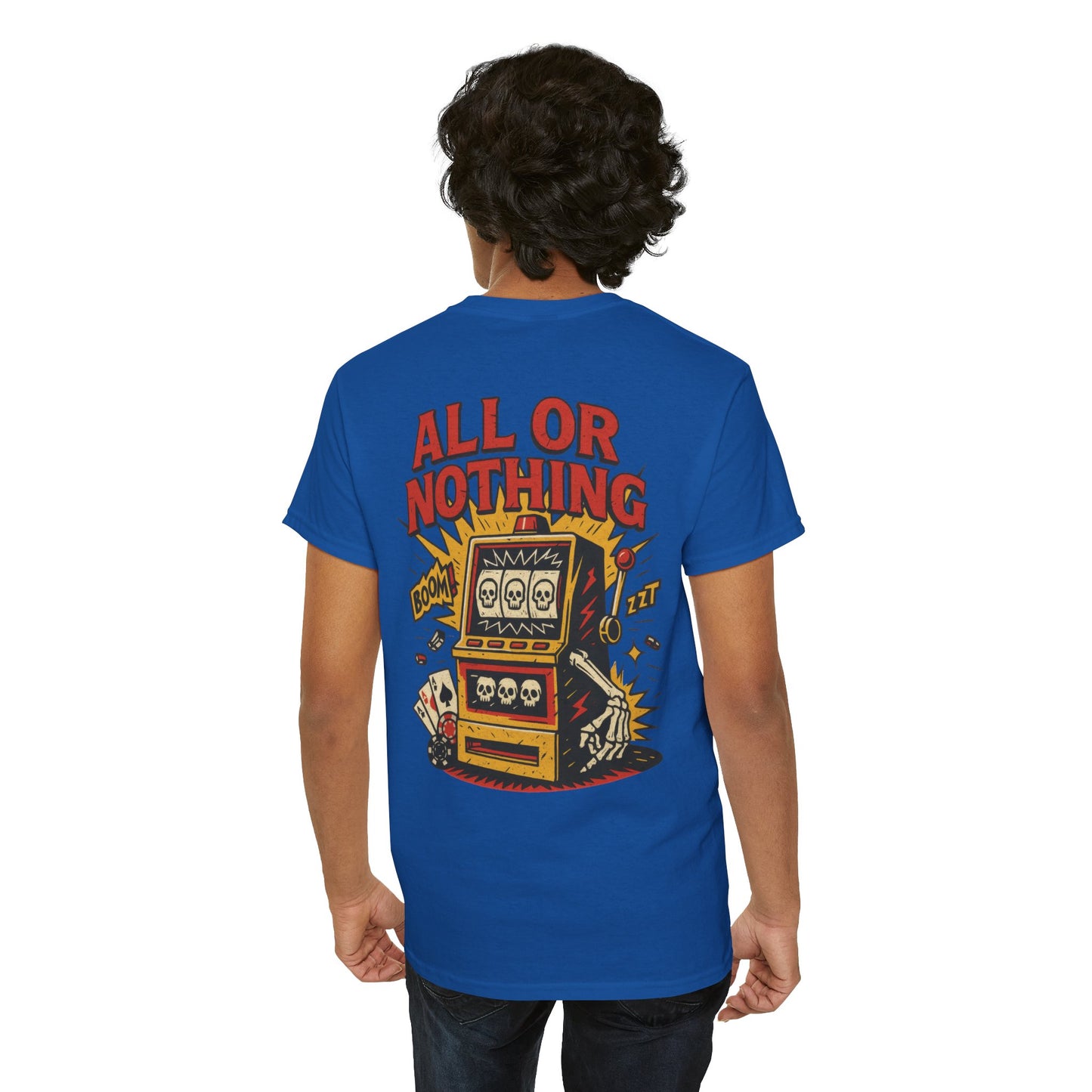 Mens Front Back print tee, Gambling Shirt, Casino Style Tee, Poker Lover Gift, Gaming Apparel, Slot Machine Graphic, Gambling Gift