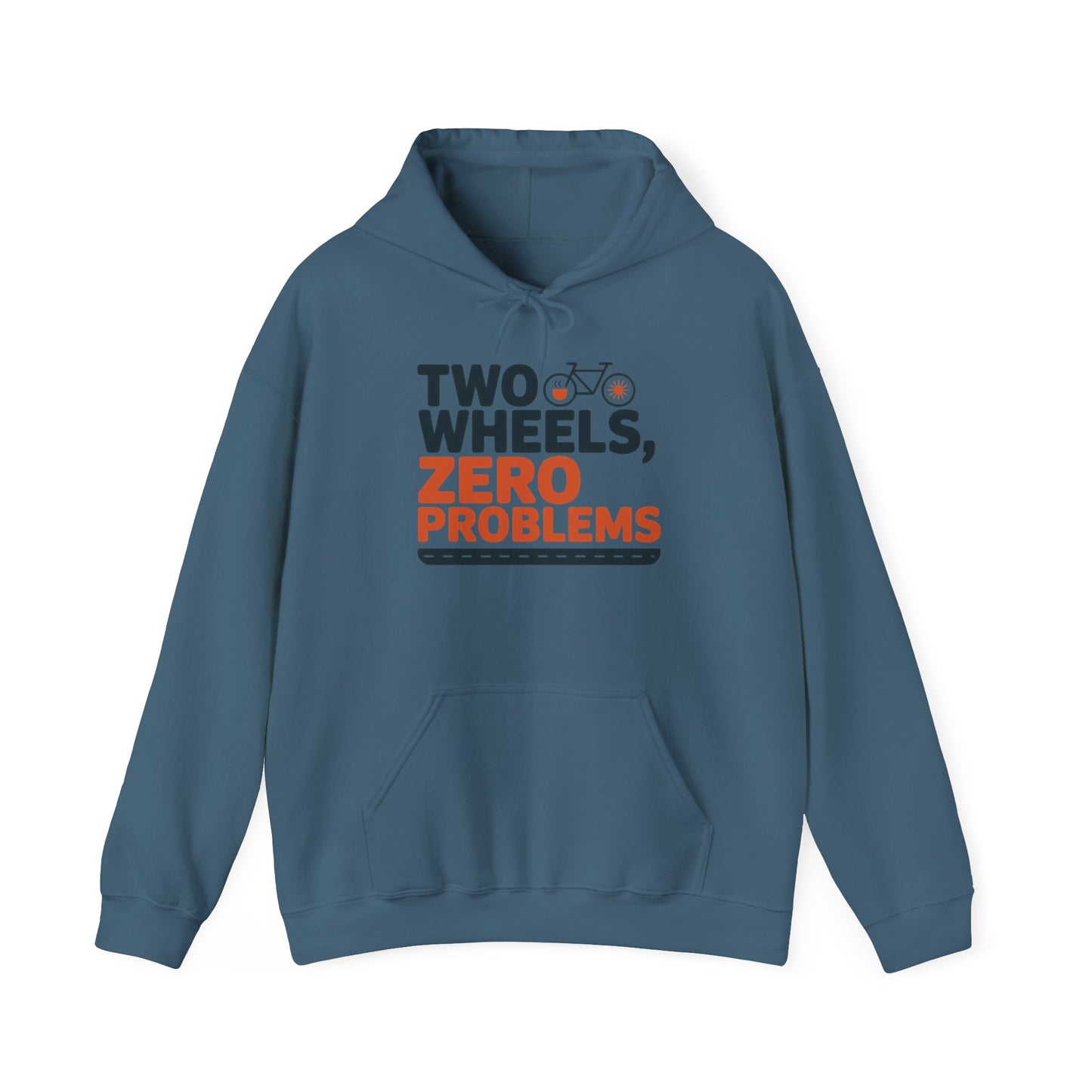 Men's Heavy Blend™ Hooded Sweatshirt, Two Wheels Zero Problems Mens Funny Cycling Hoodie, Cyclist Gift