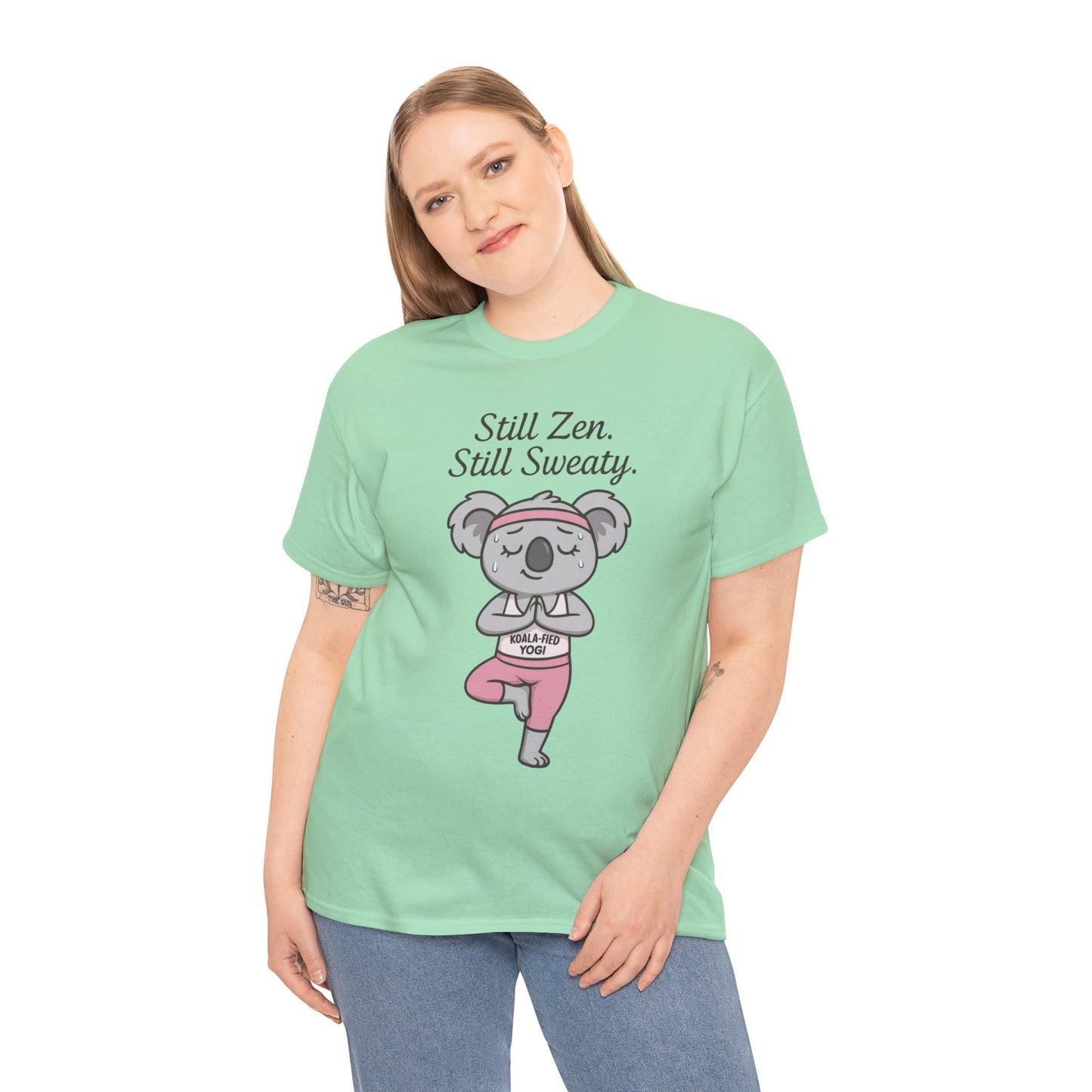 Funny Yoga Shirt for Women, Koala-Fied Yogi Tee, Still Zen Still Sweaty Workout Gift, Cute Animal Fitness T-Shirt, Zen Koala Yoga Tee
