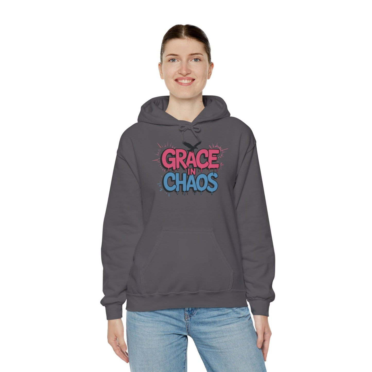 Women's Hoodie Grace in Chaos, Graffiti Dripping Street Art Urban Hoodie, Bold Graphic Pullover