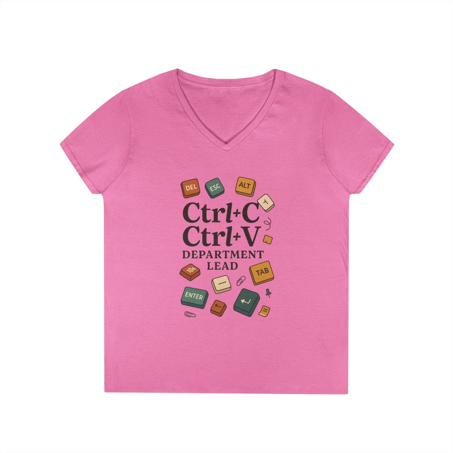 Tech Savvy Ladies' V-Neck T-Shirt, Funny Coding Tee, Programmer Gift, Office Humor Top, CTRL C V Shirt, Work From Home Clothes