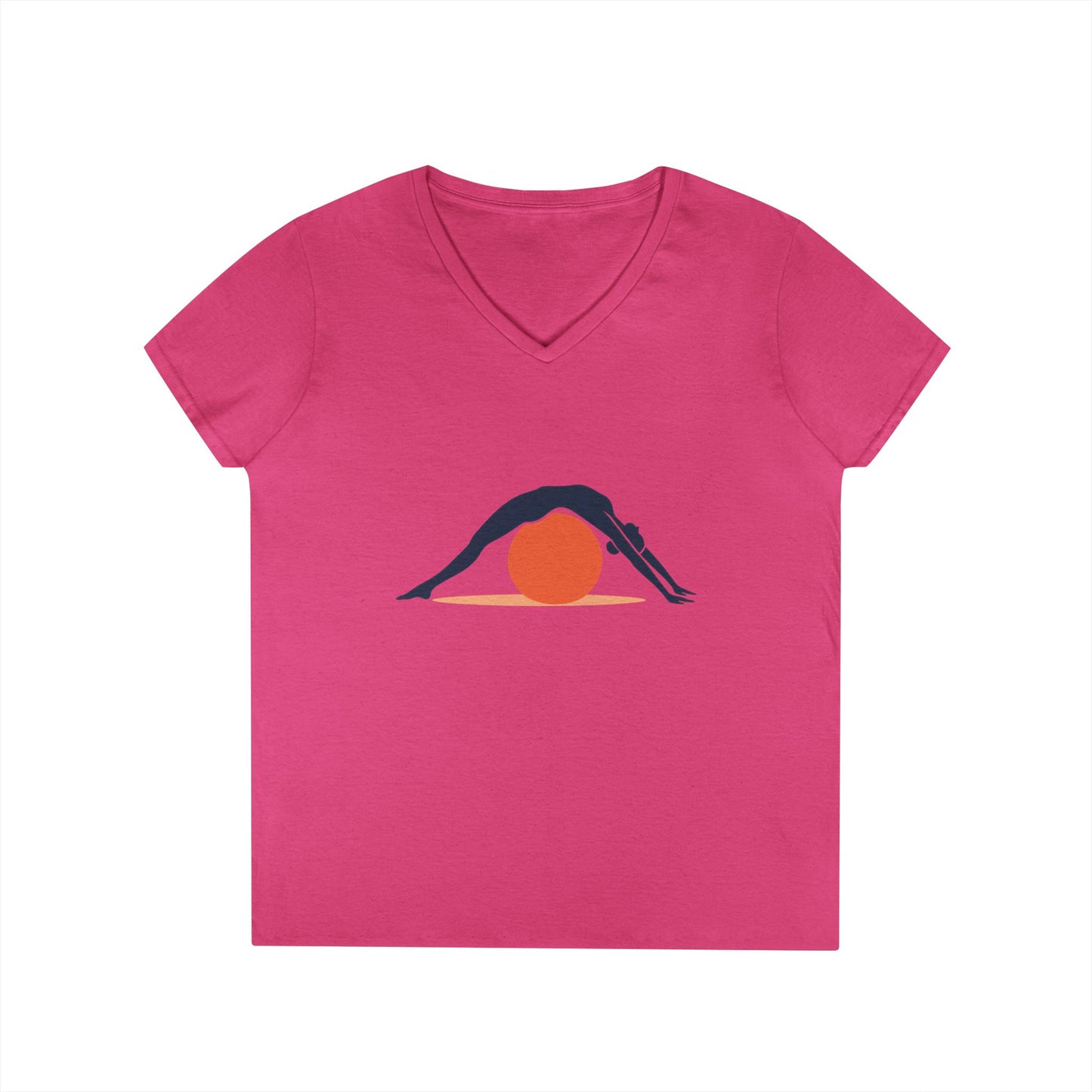 Ladies' V-Neck T-Shirt, Womens Pilates T-Shirt, Yoga Fitness Graphic Tee, Workout Gym Activewear Top