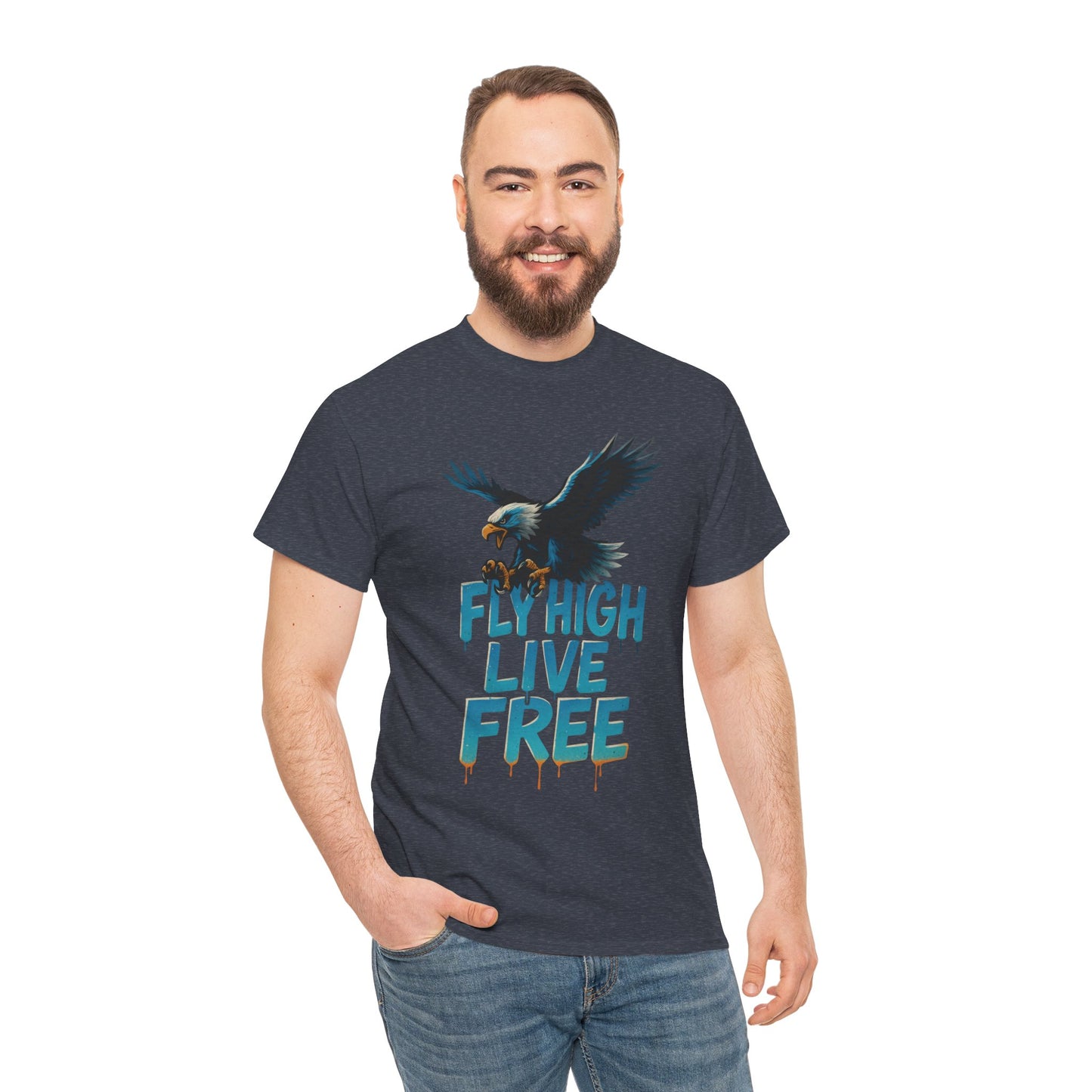 Fly High Live Free Eagle Graphic Mens T-Shirt, Eagle Tee, Fly Free Tee, Wild Flight