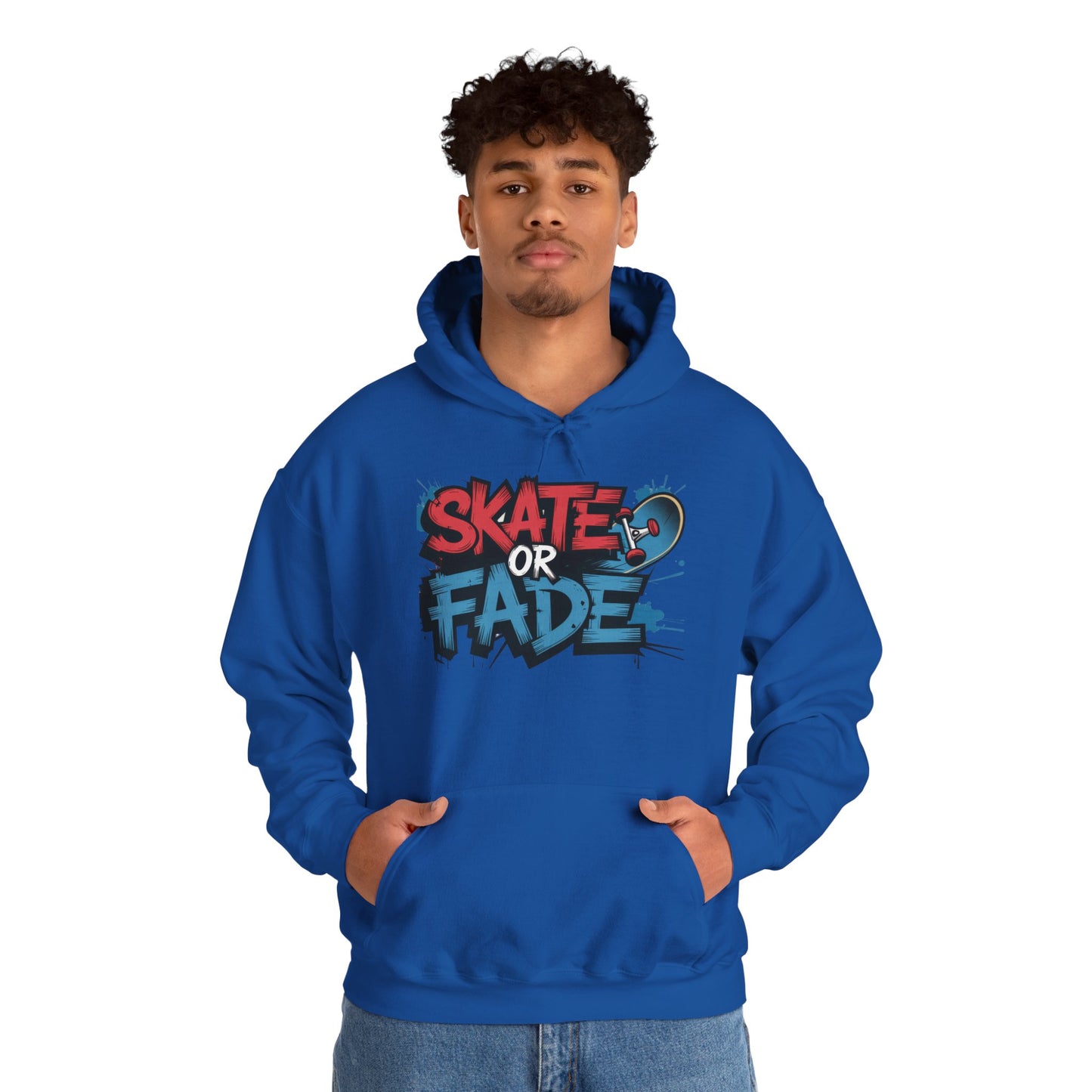 Skate Or Fade Men's Hoodie, Graffiti Skateboarding Pullover, Urban Streetwear Hoodie for Skaters