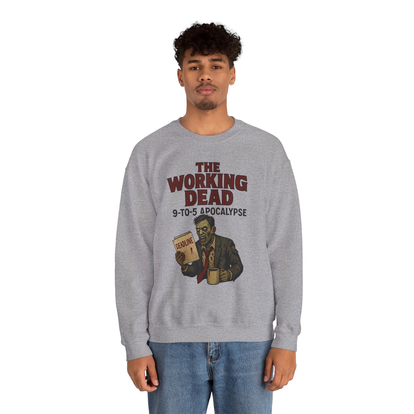 Men's The Working Dead 9-to-5 Apocalypse Sweatshirt, Funny Office Zombie Horror Pullover, Halloween Zombie Work Top