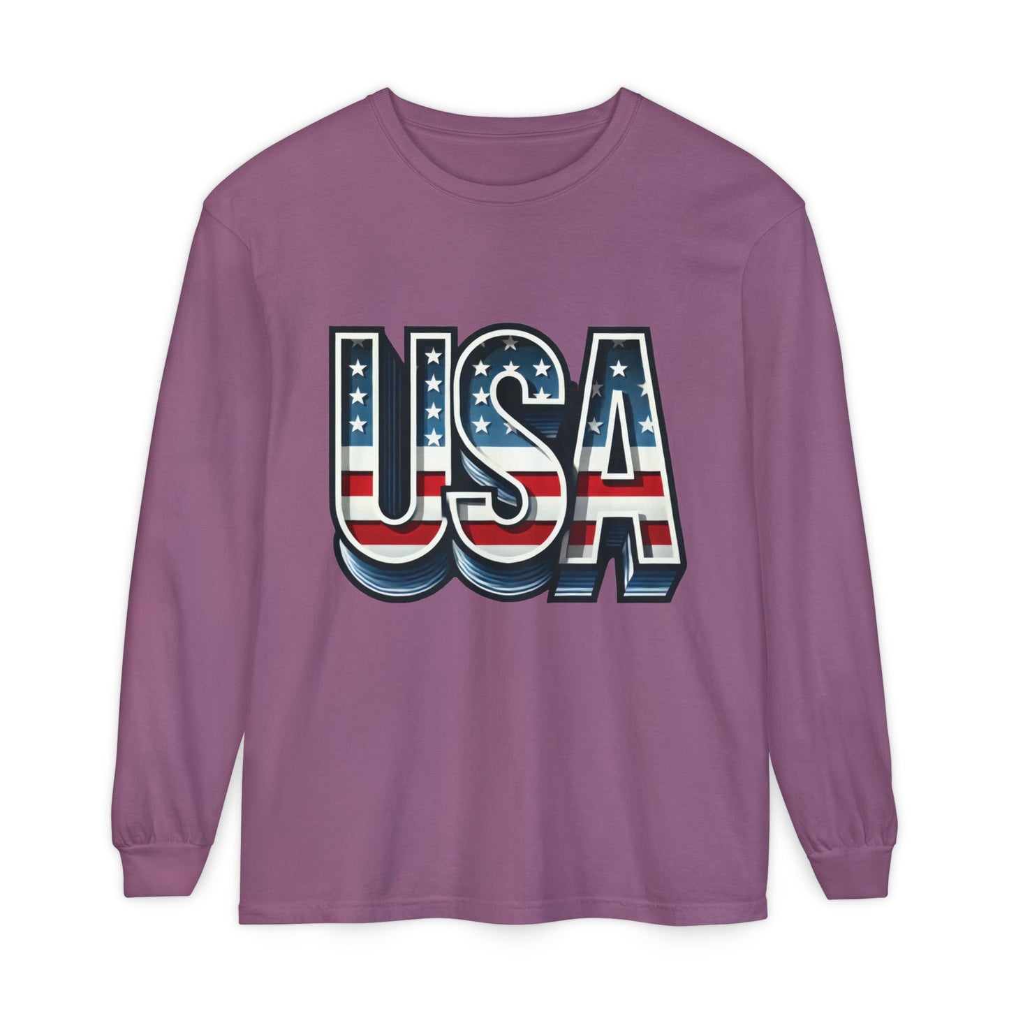 Patriotic Long Sleeve Unisex T-Shirt, USA Design, Unisex Tee for Independence Day, Memorial Day, Family Celebrations, Casual Wear