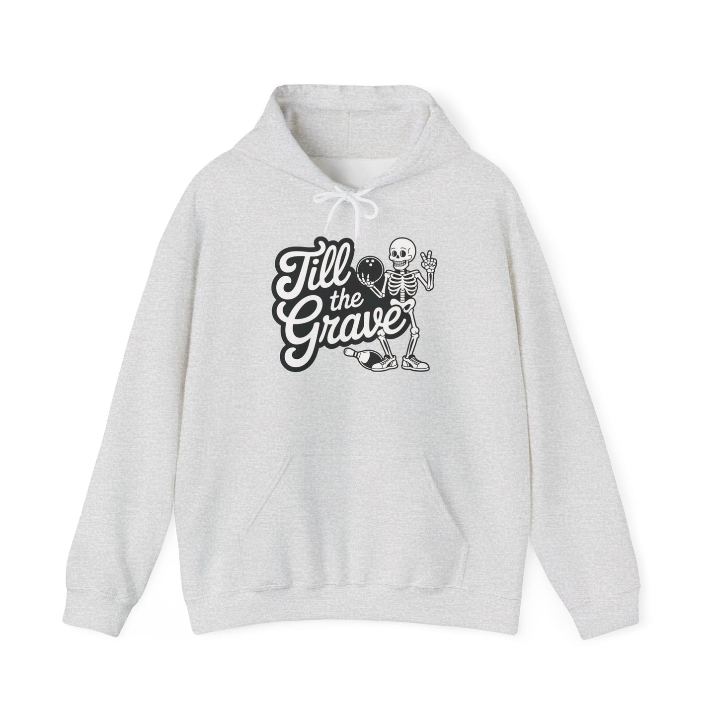 Funny Skeleton Bowling Mens Hoodie, Halloween Apparel, Funny Skeleton Bowling Shirt, Casual Mens Crewneck, Cool Bowler Skull Hoodie