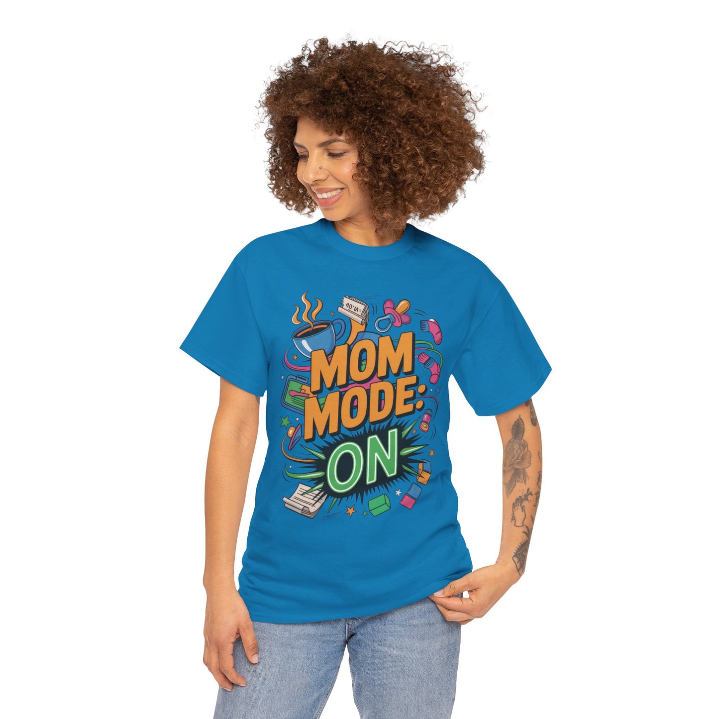 Mom Mode ON Cotton Tee, Funny Mom T-Shirt, Gift for Mothers, Parent Life Apparel, Mother's Day Humor T-Shirt, Cute Mama Life Graphic Tee