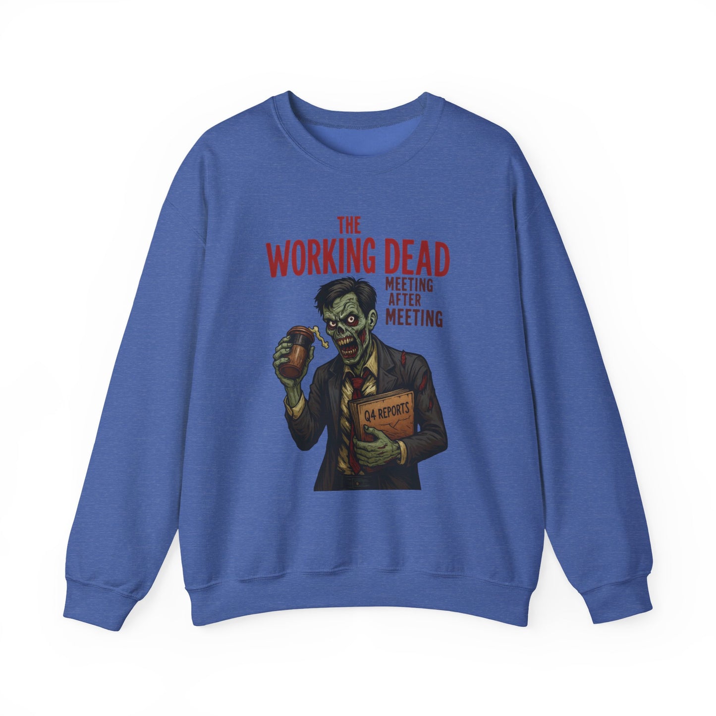 The Working Dead Men's Funny Zombie Sweatshirt, Office Humor Crewneck, Halloween Work Top
