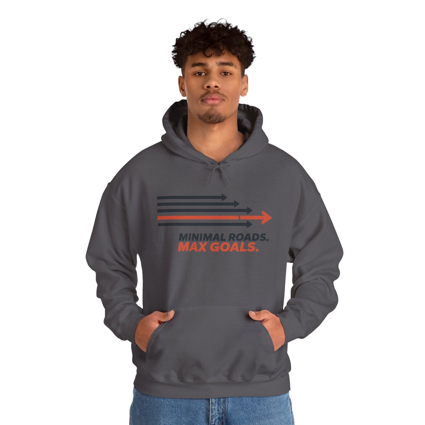 Mens Heavy Blend™ Hooded Sweatshirt, Minimal Roads Max Goals Motivational Mens Hoodie