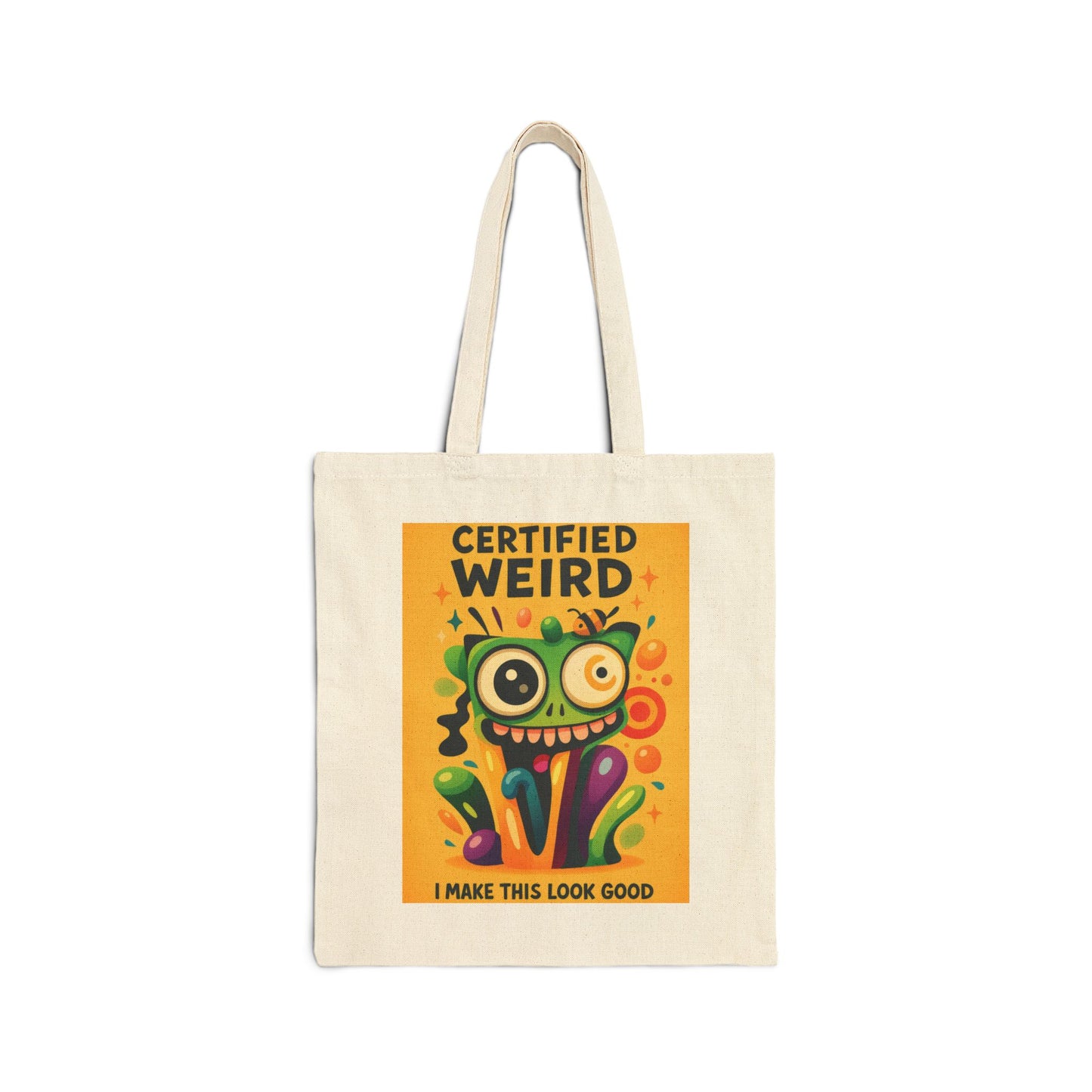 Certified Weird Cotton Canvas Tote Bag, Funny Tote for Shopping, Eco-Friendly Gift, Quirky Bag for Art Lovers, Unique Tote for Everyday Use