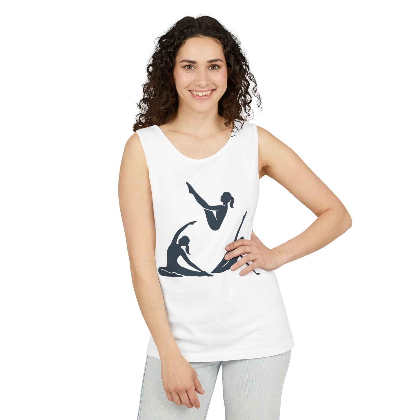 Womens Garment-Dyed Tank Top, Womens Pilates Tank Top, Yoga Fitness Graphic Top, Cute Workout Gym Shirt