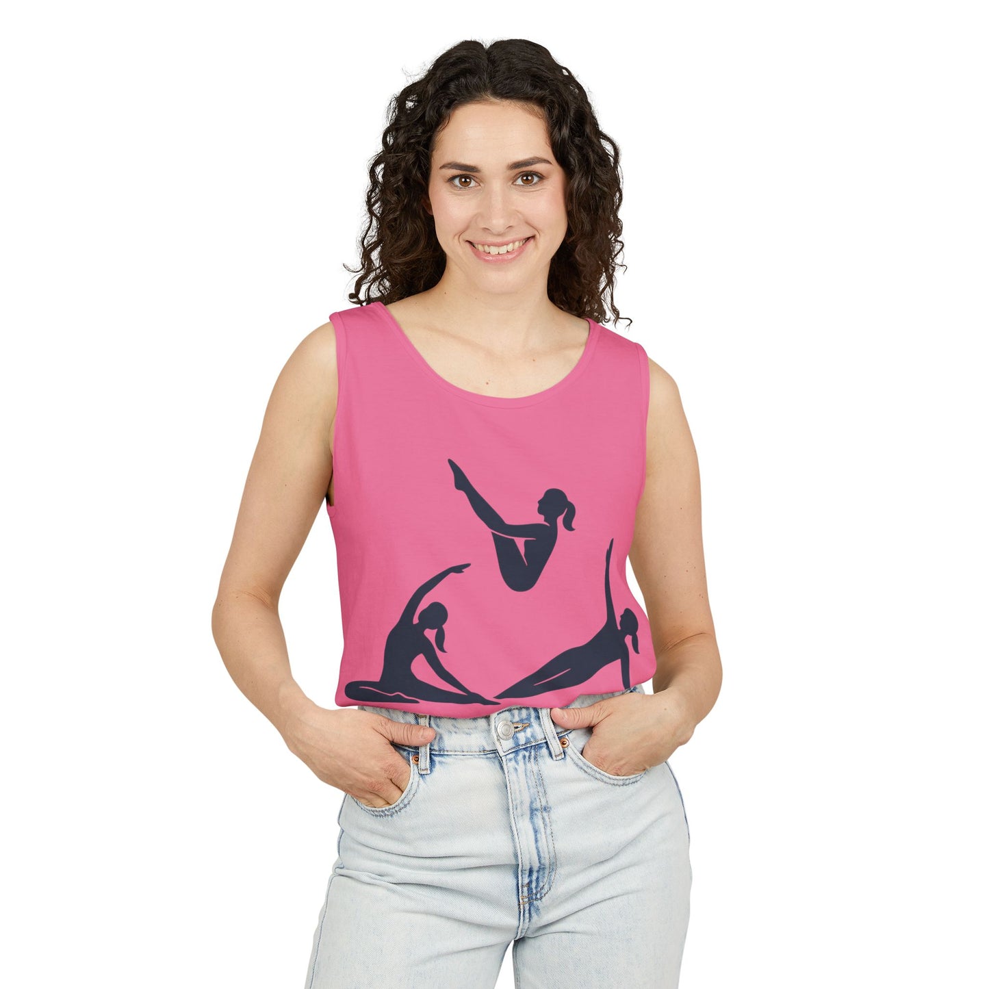 Womens Garment-Dyed Tank Top, Womens Pilates Tank Top, Yoga Fitness Graphic Top, Cute Workout Gym Shirt
