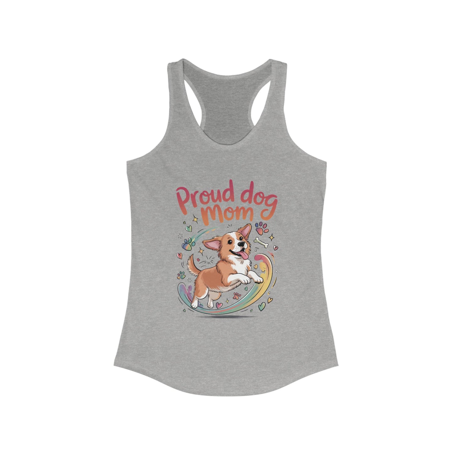 Proud Dog Mom Racerback Tank, Pet Lover Gift, Dog Owner Tee, Casual Workout Top, Funny Dog Mom Apparel, Summer Tank Top, Mothers Day Gift