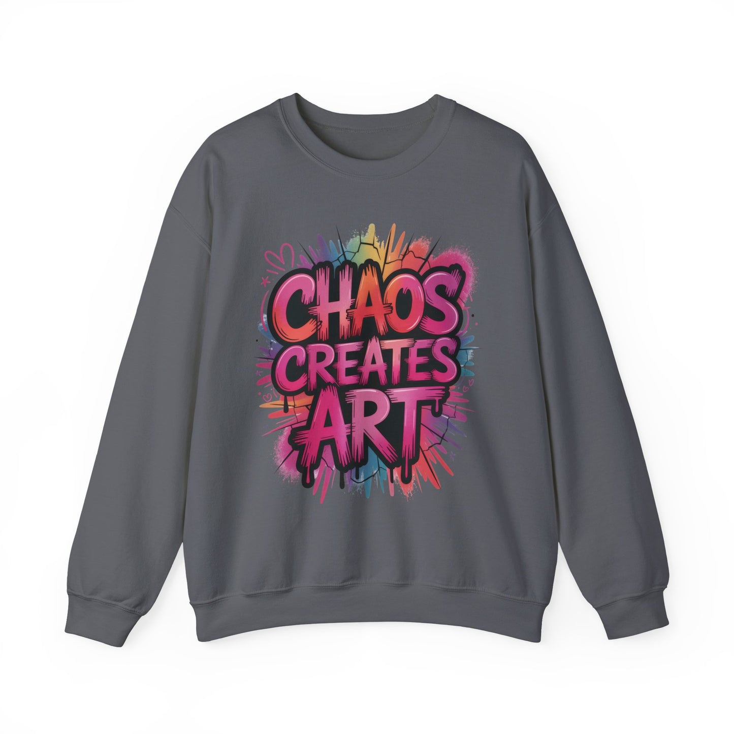 Women's Heavy Blend™ Crewneck Sweatshirt, Chaos Creates Art Graffiti Sweatshirt, Streetwear Sweatshirt