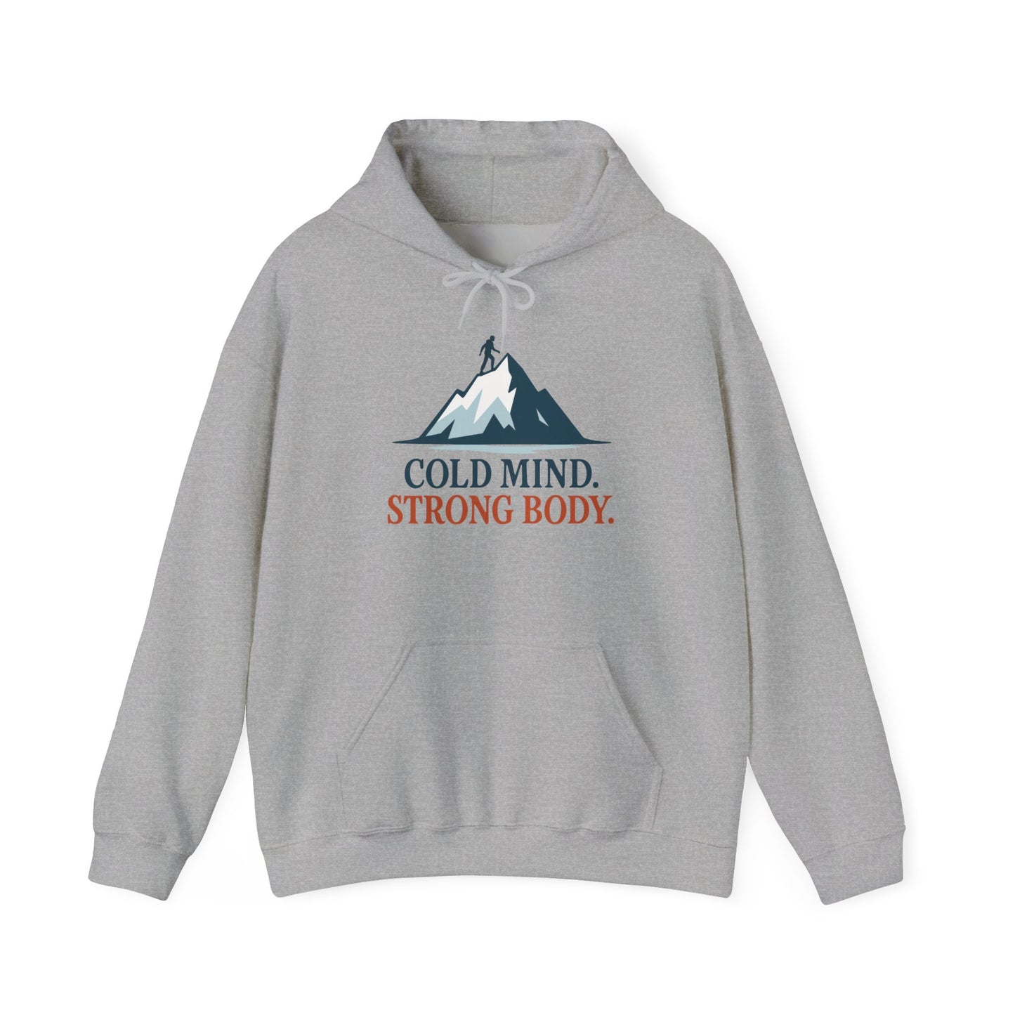 Men's Heavy Blend™ Hooded Sweatshirt, Cold Mind Strong Body Sweatshirt, Nordic Mountain Minimalist Pullover