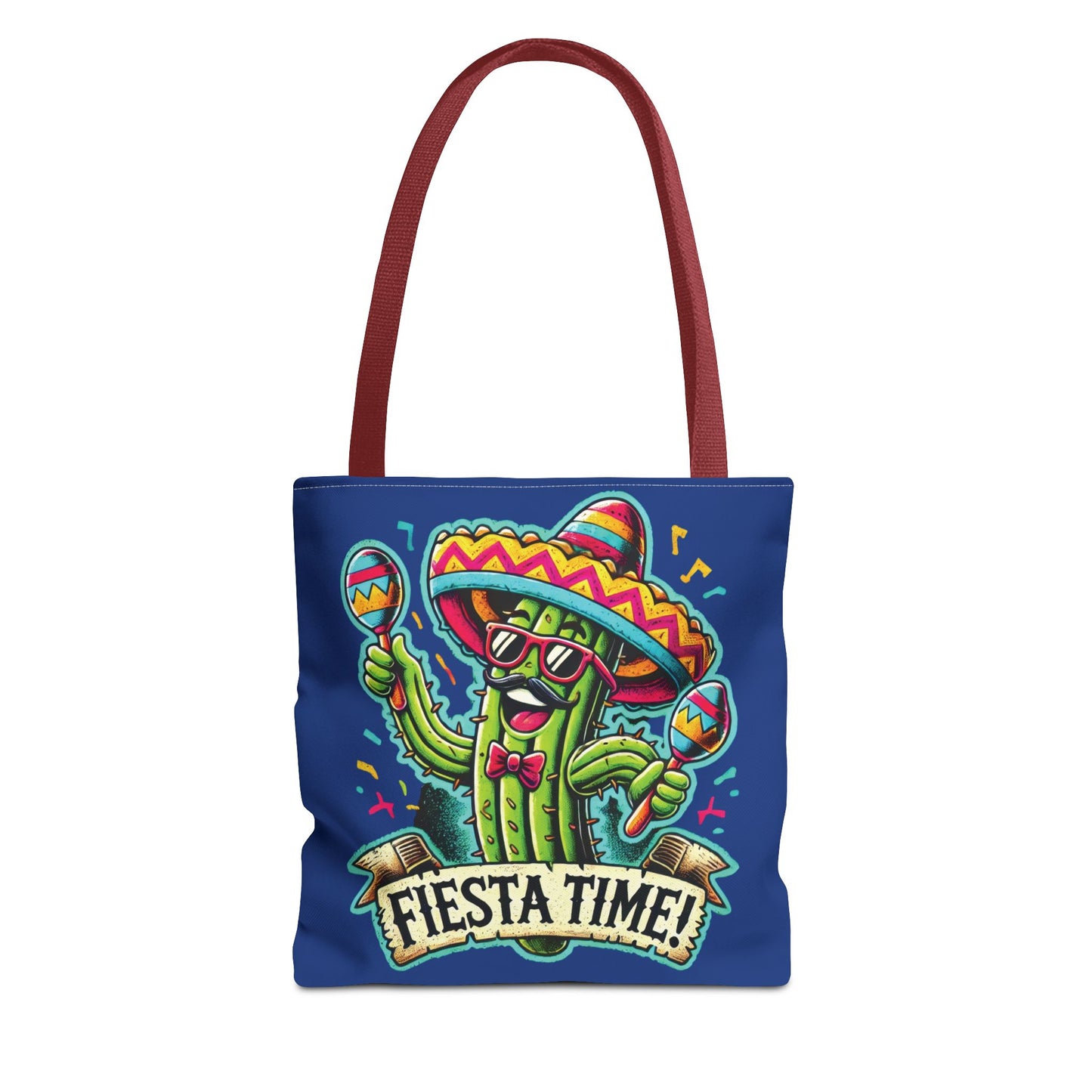 Fiesta Time Cactus Tote Bag, Funny Mexican Party Gift, Sombrero Maracas Print, Cinco de Mayo Bag, Summer Festival Tote, Beach Bag, Shopping