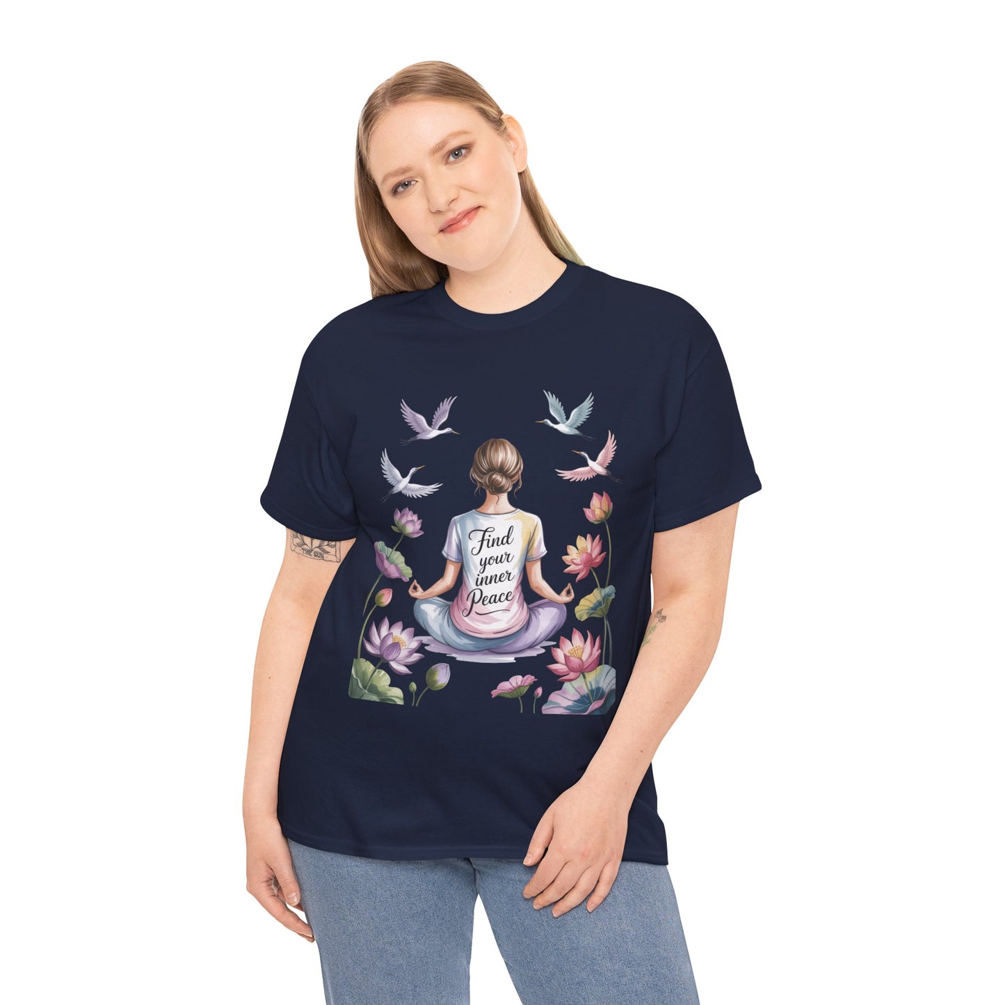 Find Your Inner Peace Womens Heavy Cotton Tee, Motivational Shirt, Meditation Apparel, Relaxation Gift, Casual Wear, Mindfulness Tee