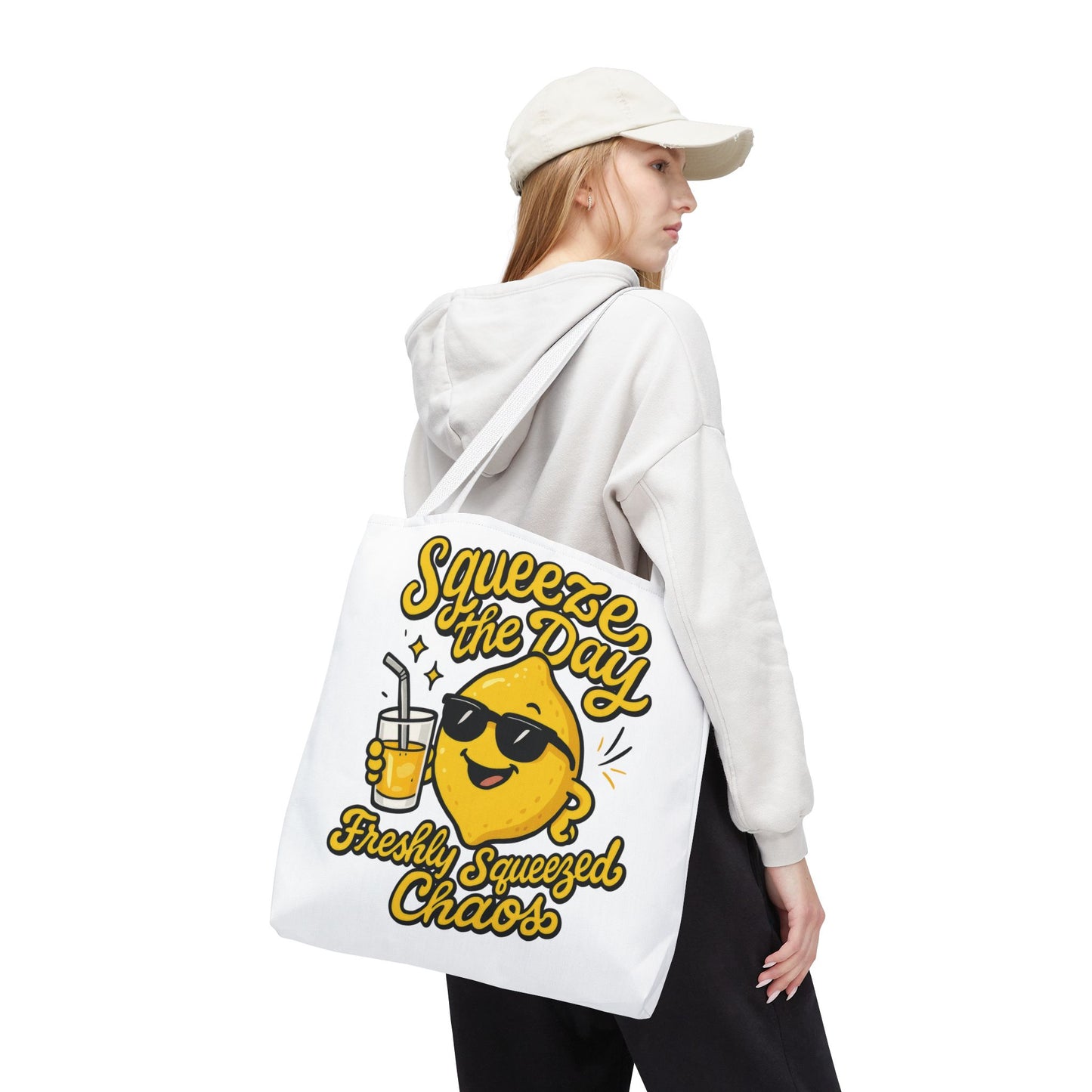 Lemon Themed Tote Bag, Squeeze the Day, Shopping Bag, Gift for Citrus Lovers, Eco-Friendly Carrier, Summer Accessory