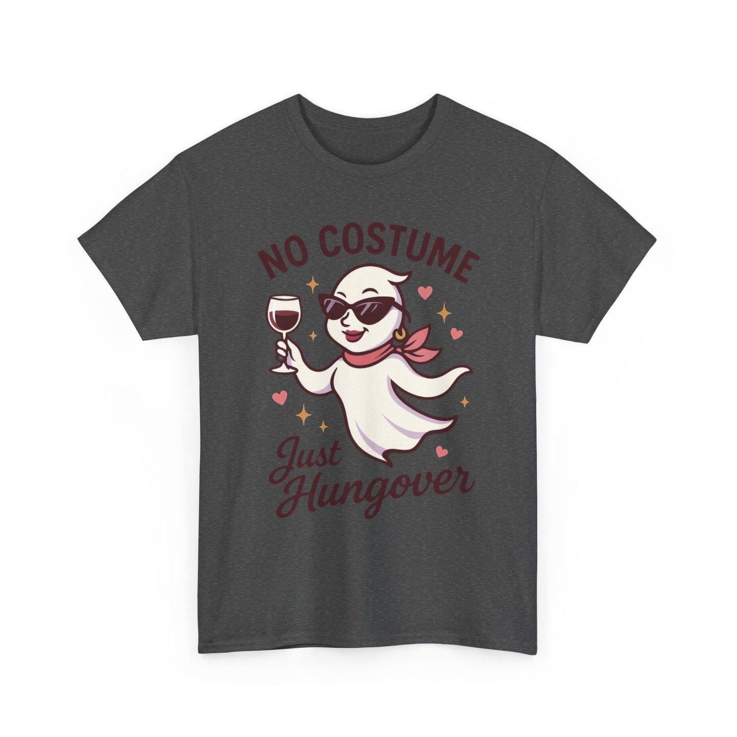 No Costume Just Hungover Women's T-Shirt, Funny Ghost Wine Halloween Party Graphic Tee