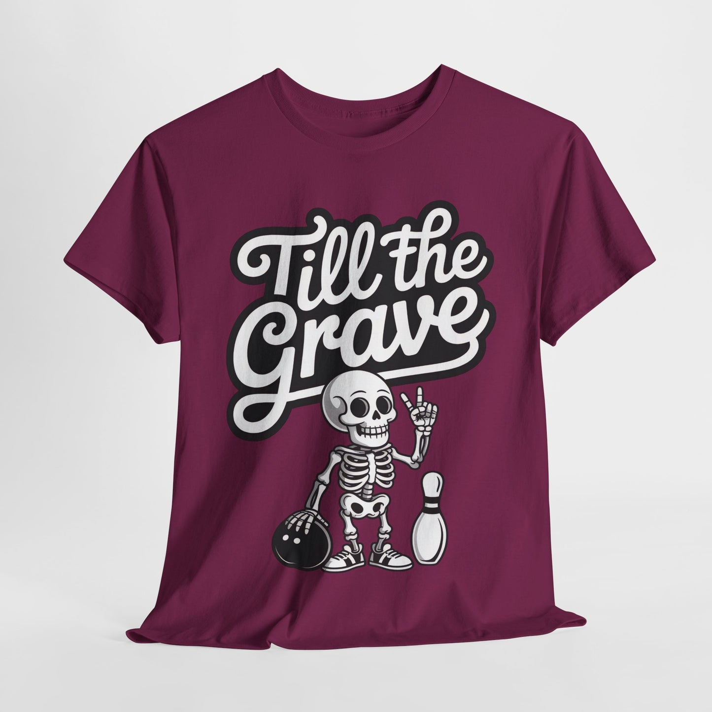 Funny Skeleton Bowling Womens Tee, Till the Grave, Funny Shirt, Halloween Gift, Skull Graphic, Casual Wear, Sporty Style