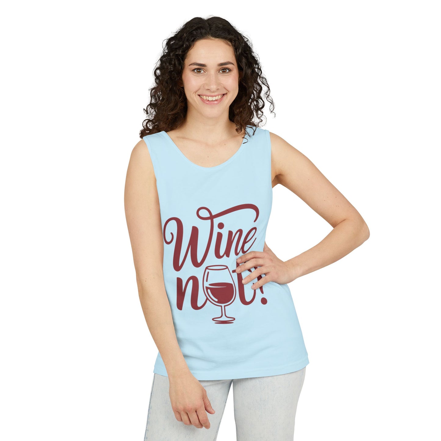 Unisex Garment Tank Top, Wine Not? Tank Top - Perfect for Summer Parties, Wine Lovers, Gifts, Casual Wear, or Vacations