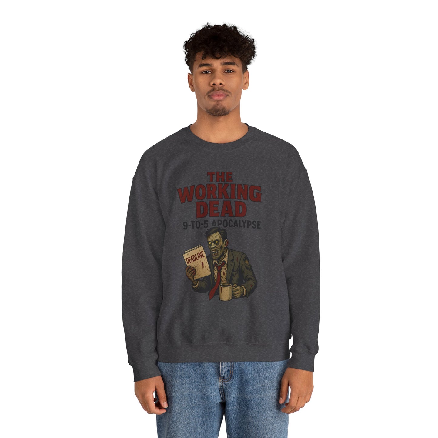 Men's The Working Dead 9-to-5 Apocalypse Sweatshirt, Funny Office Zombie Horror Pullover, Halloween Zombie Work Top