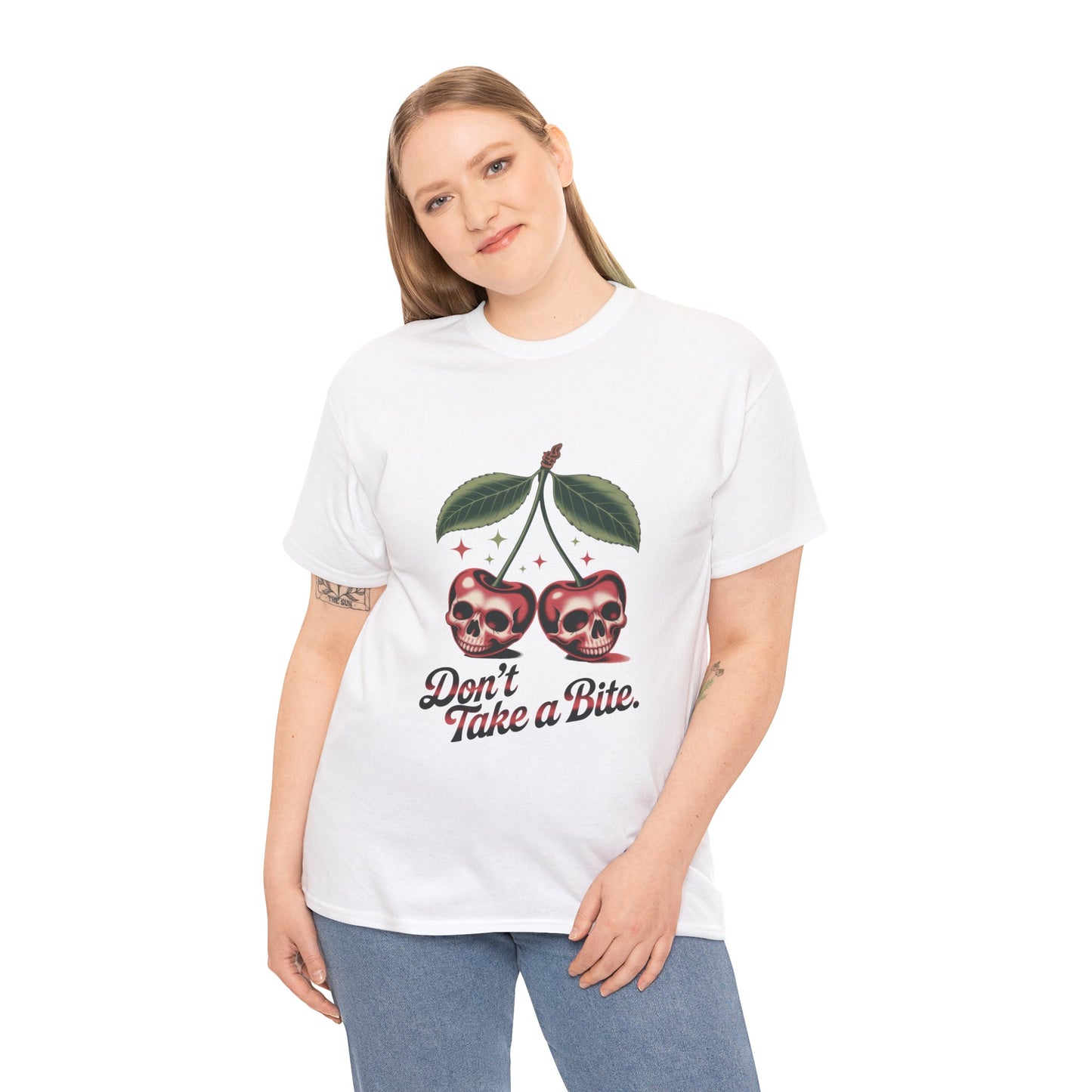 Skull Cherry Womens Graphic Tee, Edgy Tee, Unique Gift, Halloween Apparel, Cute Gothic Fruit Graphic Tee for Women, Funny Dark Style Shirt