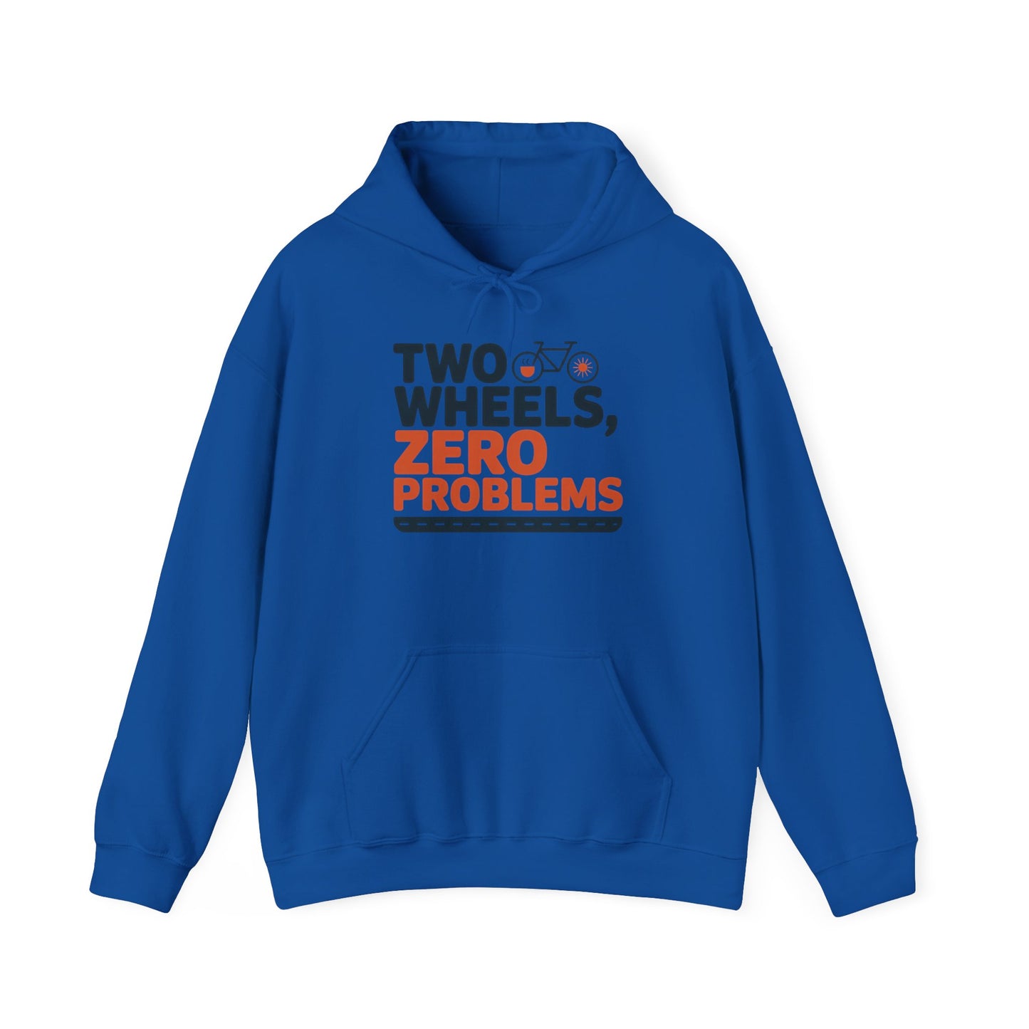 Men's Heavy Blend™ Hooded Sweatshirt, Two Wheels Zero Problems Mens Funny Cycling Hoodie, Cyclist Gift